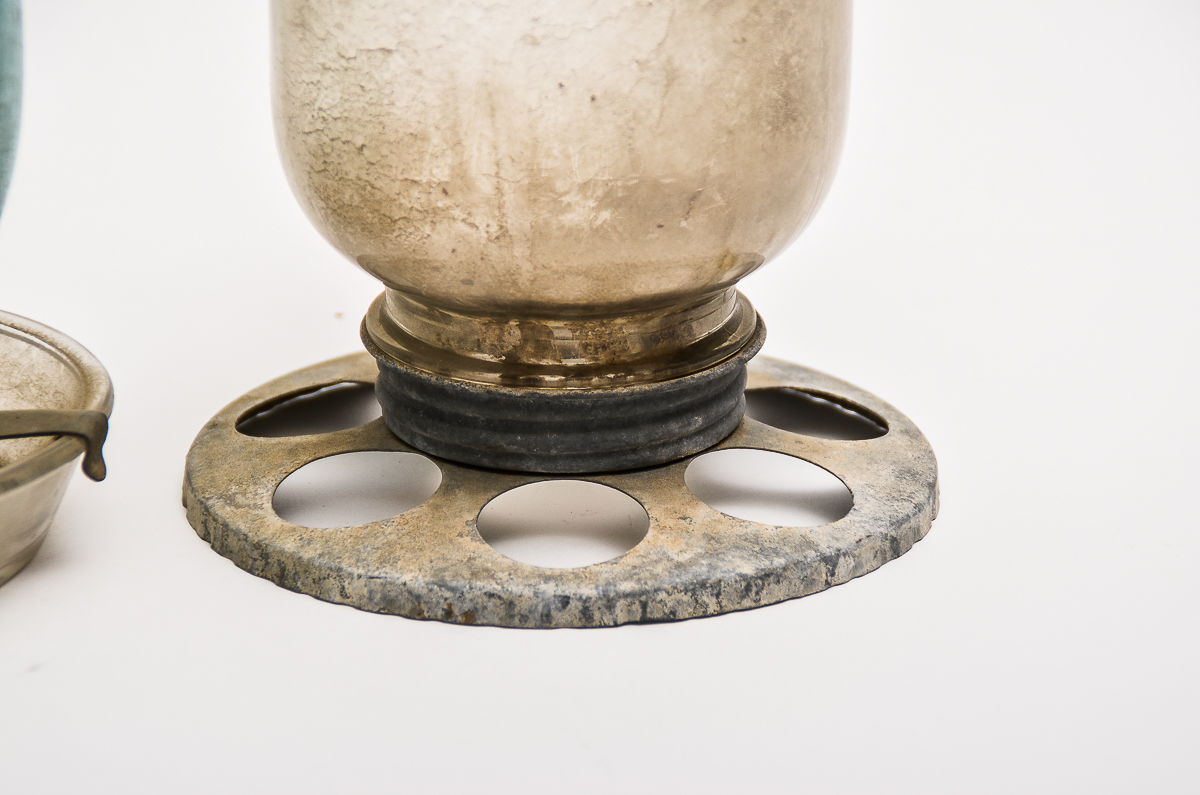 Pair of Vintage Glass Feeders