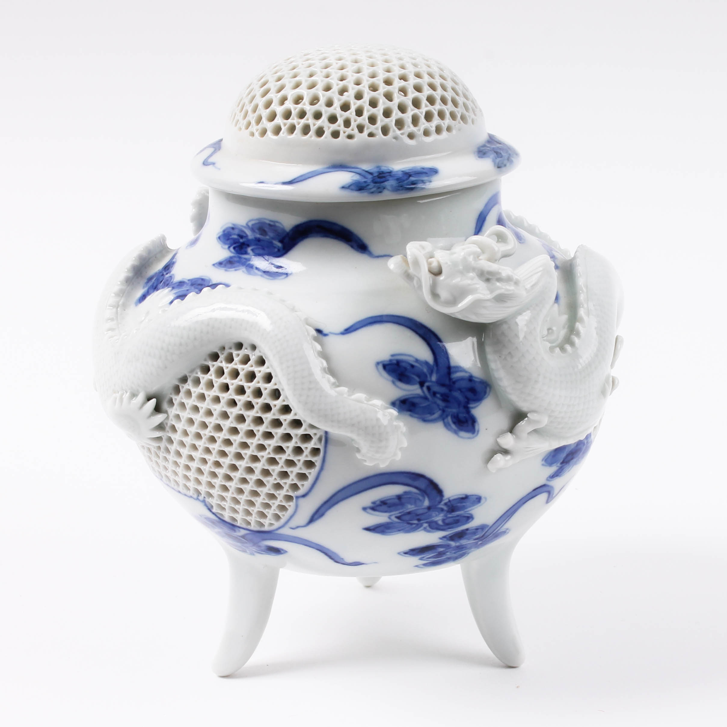 Japanese Mikawachi Ware Porcelain Incense Burner