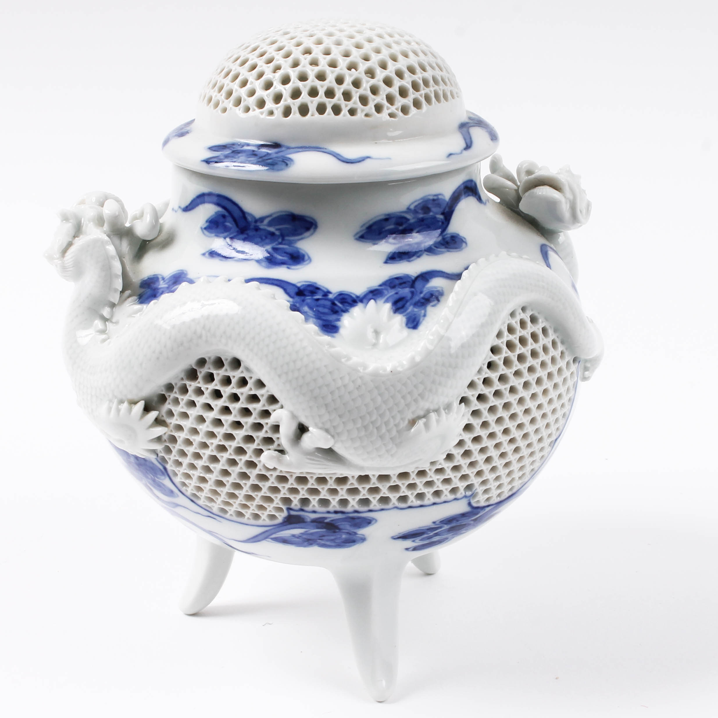 Japanese Mikawachi Ware Porcelain Incense Burner