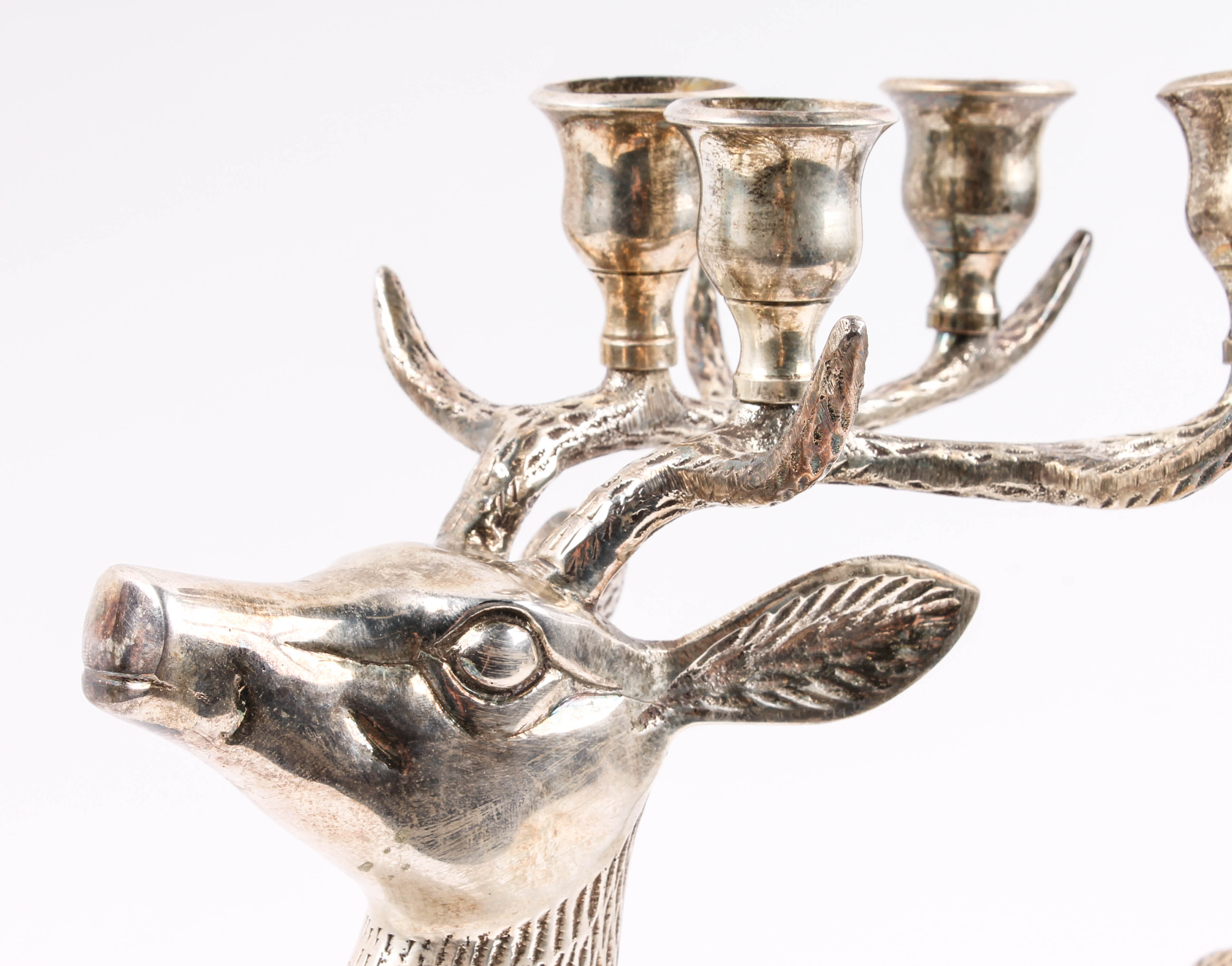 Pair of Department 56 Silver Tone Deer Candleholders