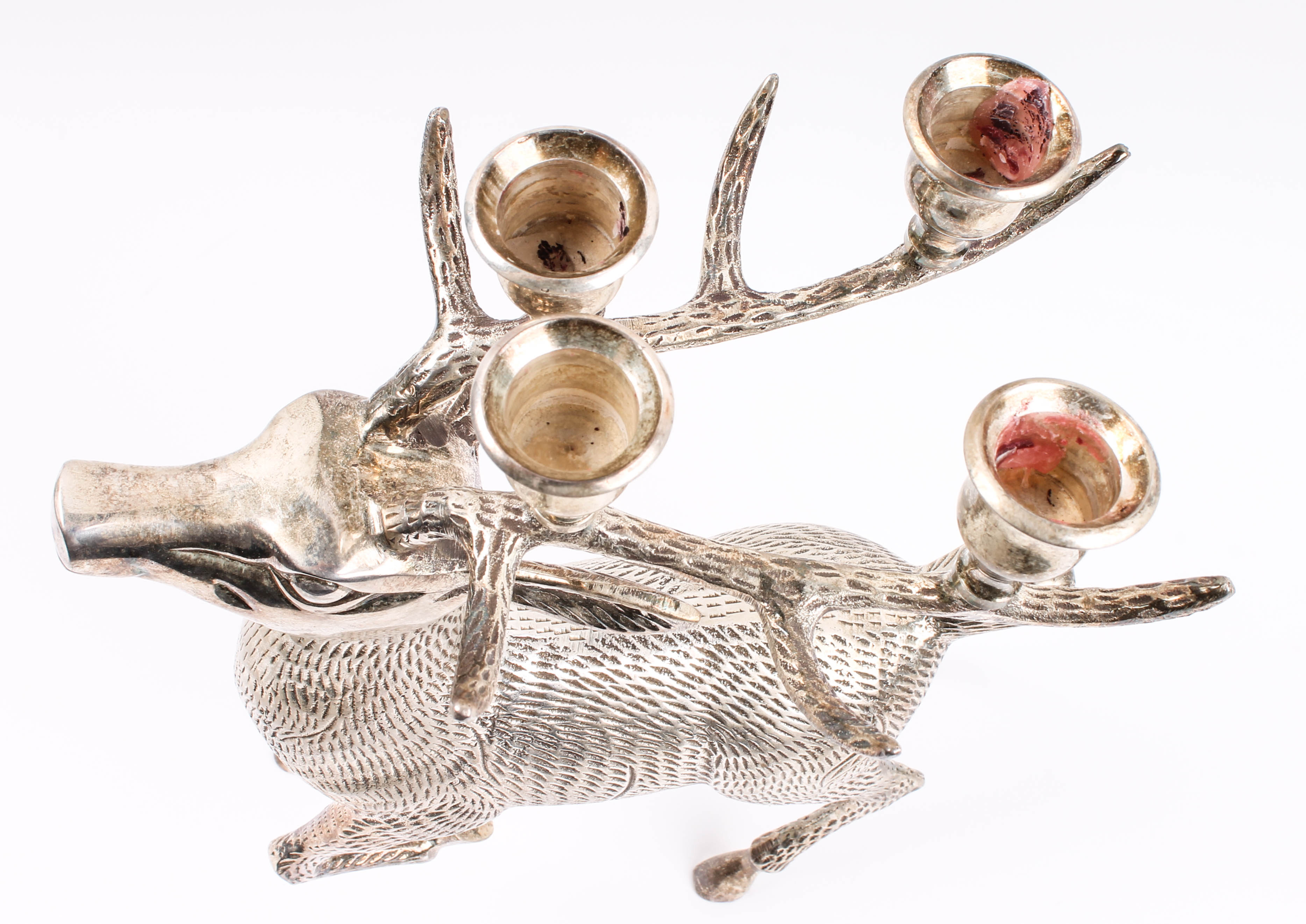 Pair of Department 56 Silver Tone Deer Candleholders