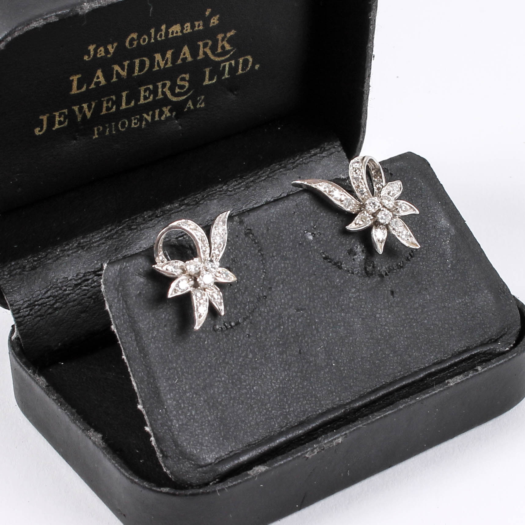 Pair of 18K White Gold and Diamond Earrings