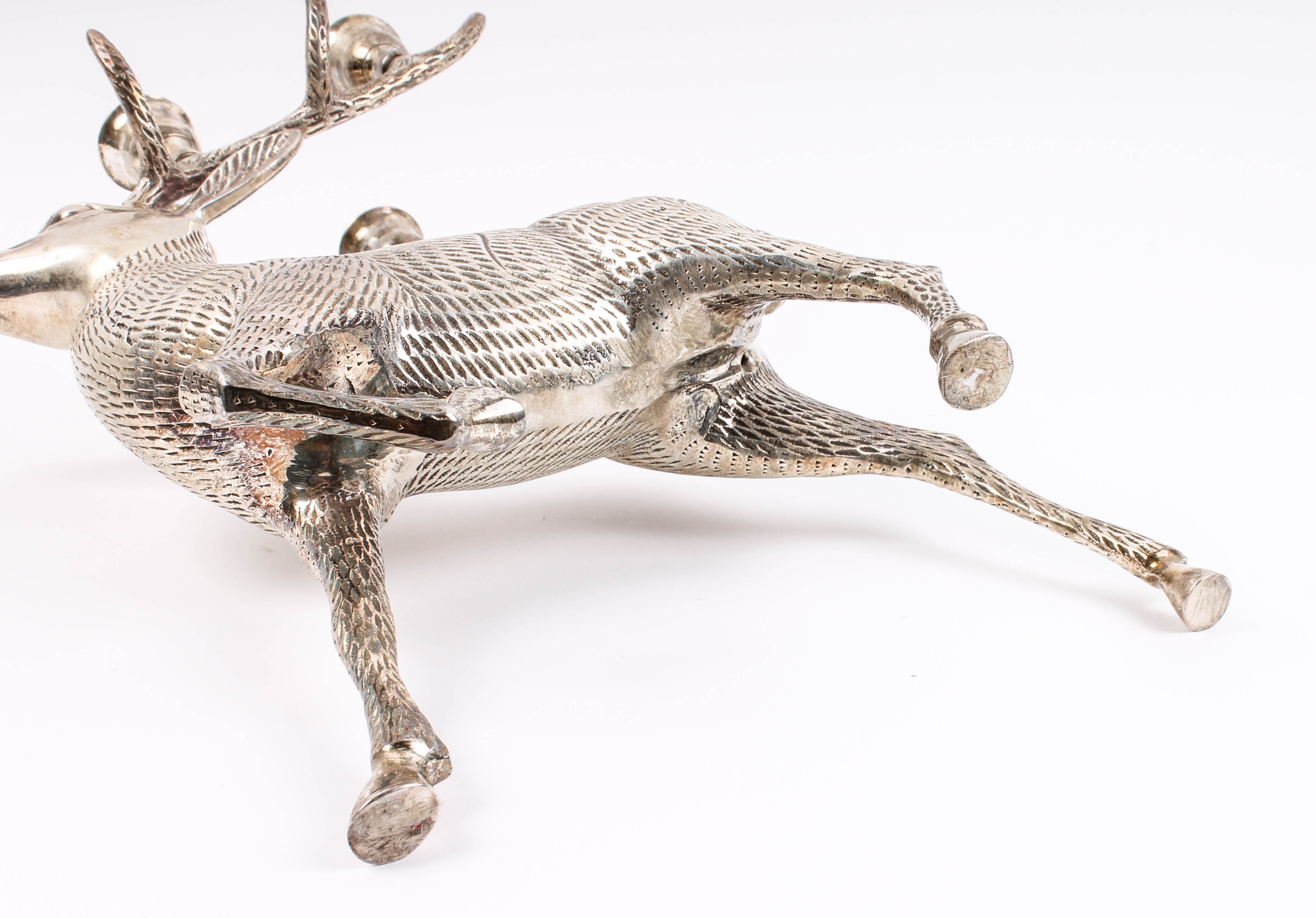 Pair of Department 56 Silver Tone Deer Candleholders