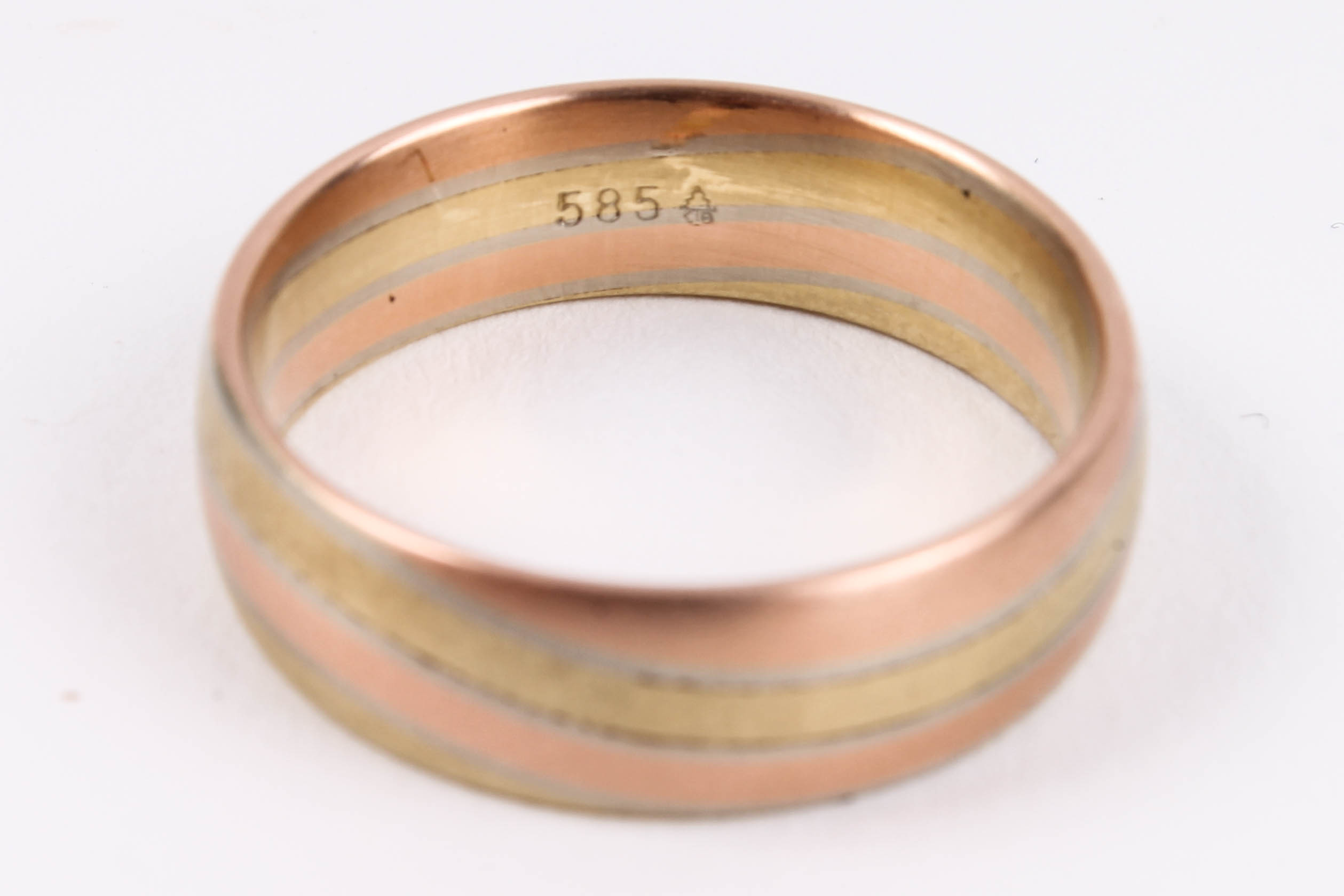 14K Yellow, White and Rose Gold Band Ring