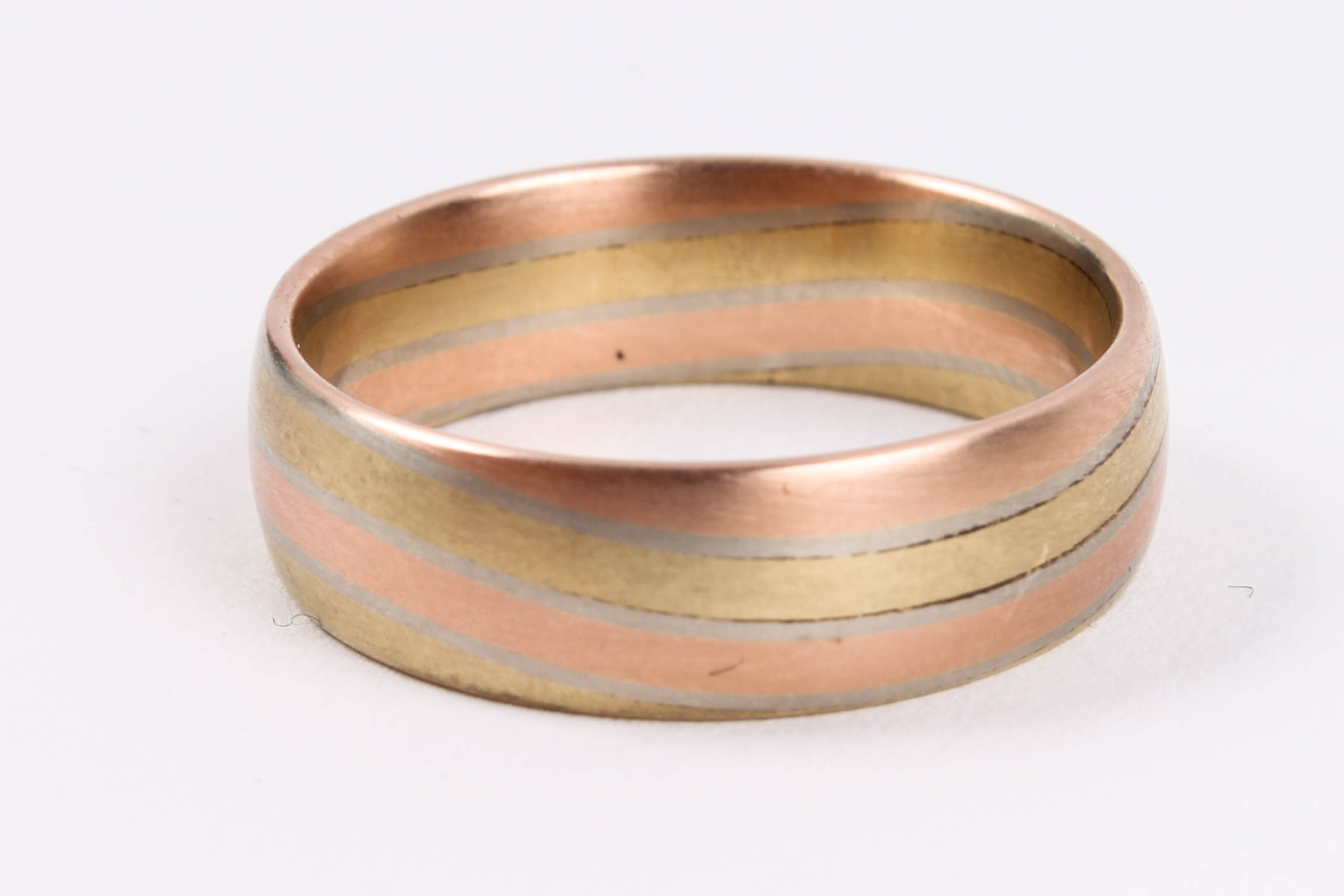 14K Yellow, White and Rose Gold Band Ring