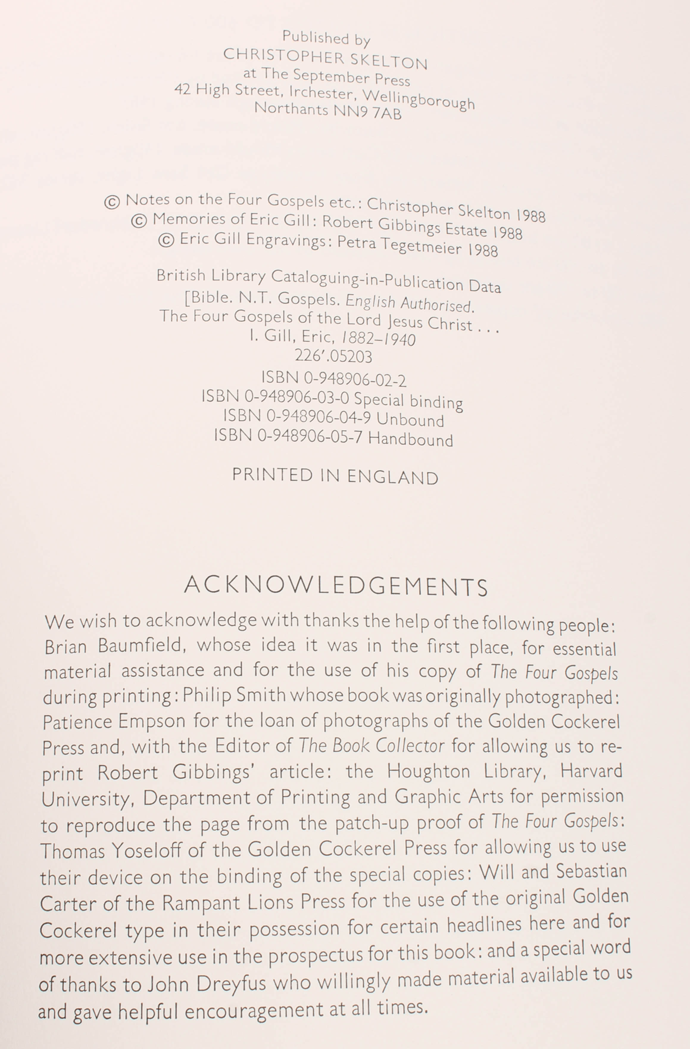 Eric Gill Illustrated Limited Edition Book "The Four Gospels"