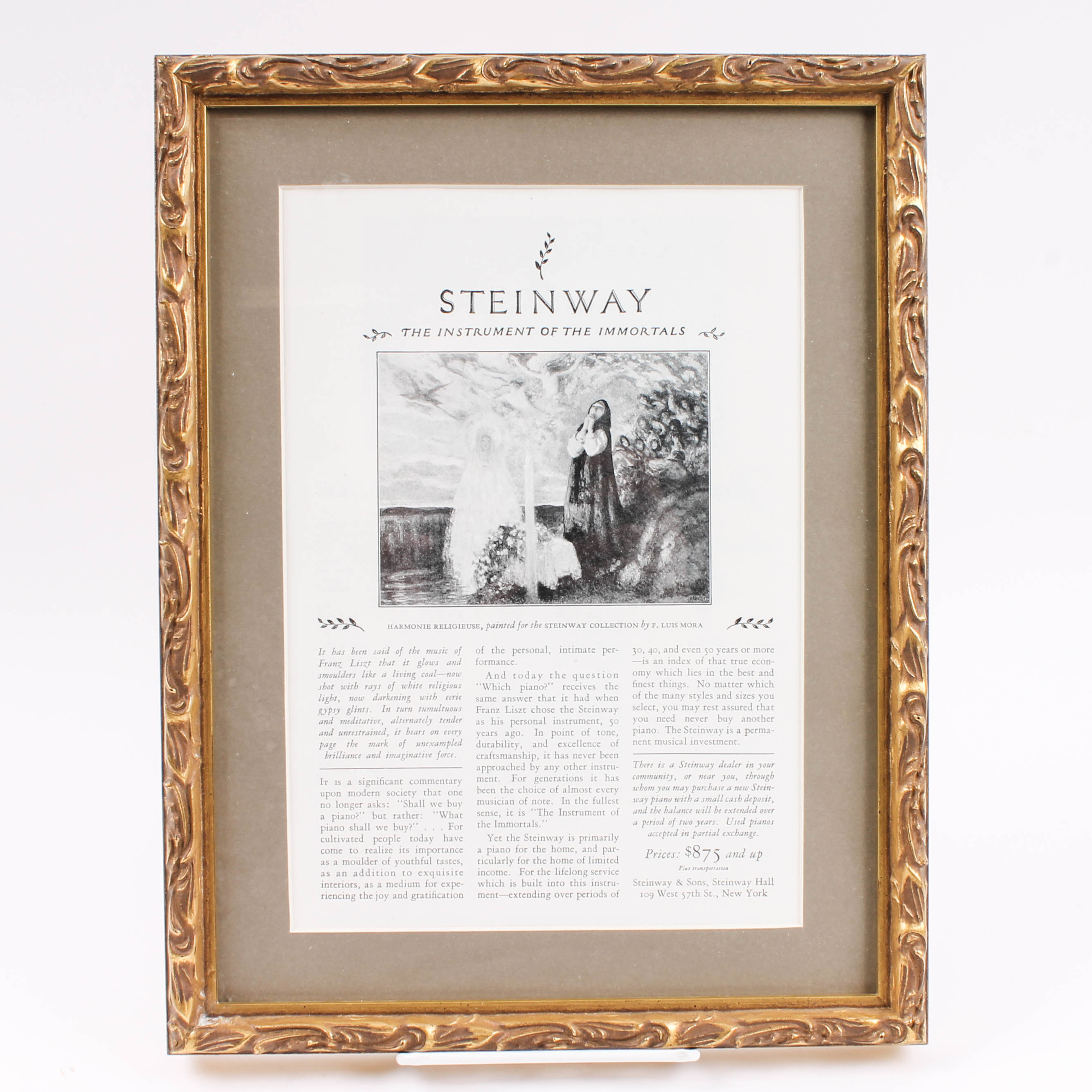 Pair of Vintage Framed Steinway Piano Advertisements