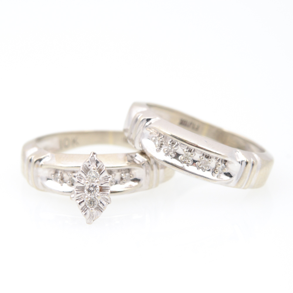 10K White Gold Diamond Wedding Set