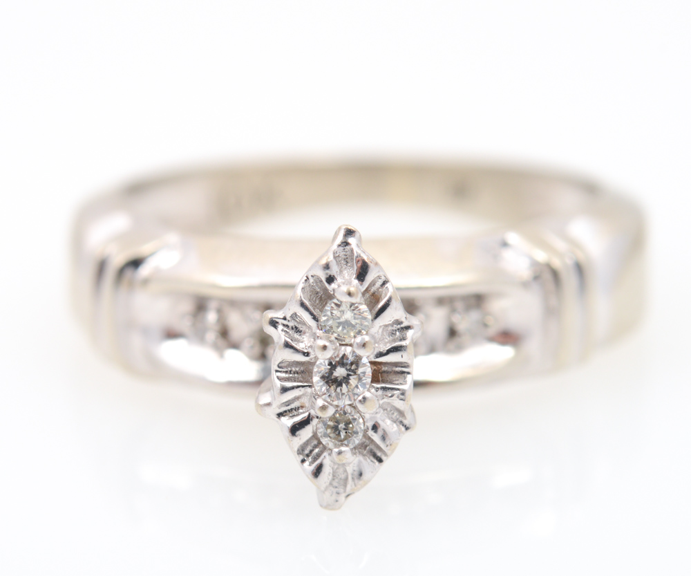 10K White Gold Diamond Wedding Set