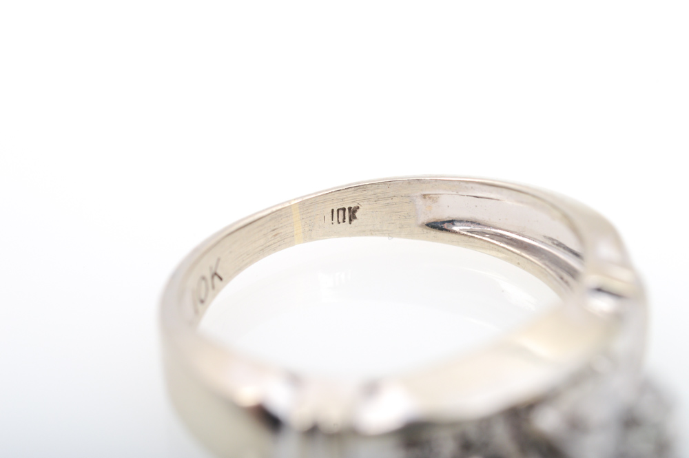 10K White Gold Diamond Wedding Set