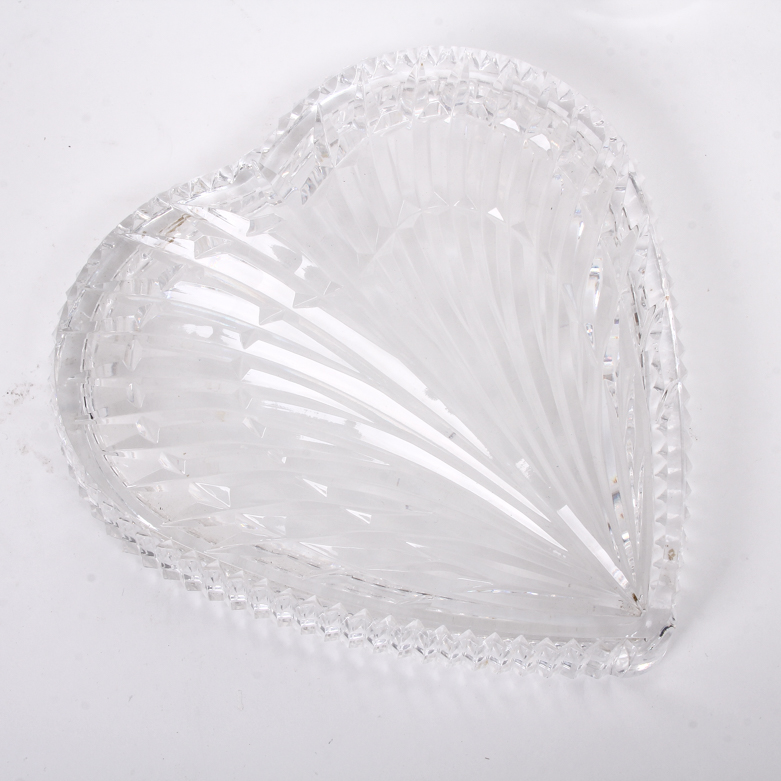 Waterford Heart Tray with Cut Glass Sugar Bowl