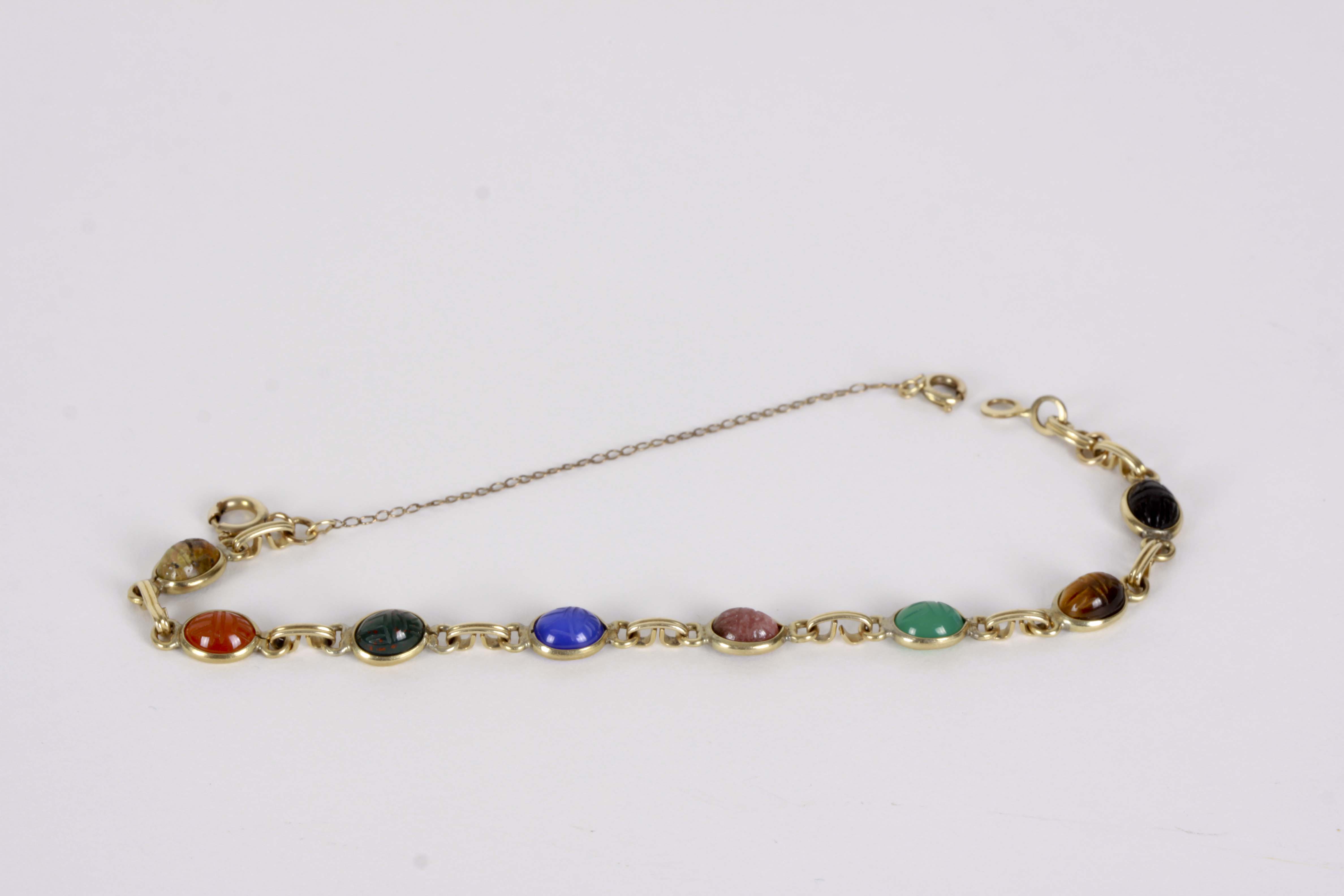 14K Gold Filled Bracelet with Scarabs and Earrings