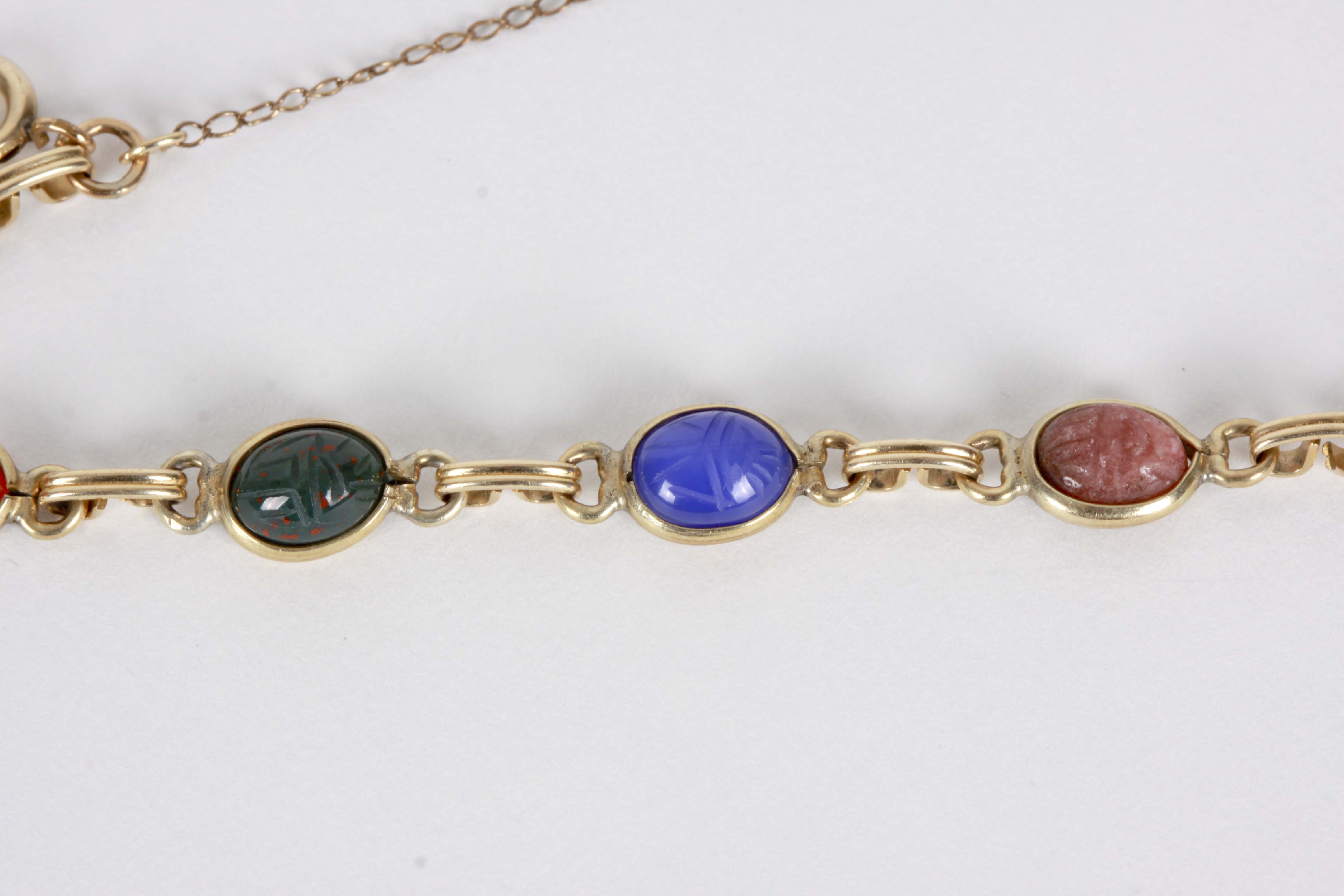 14K Gold Filled Bracelet with Scarabs and Earrings