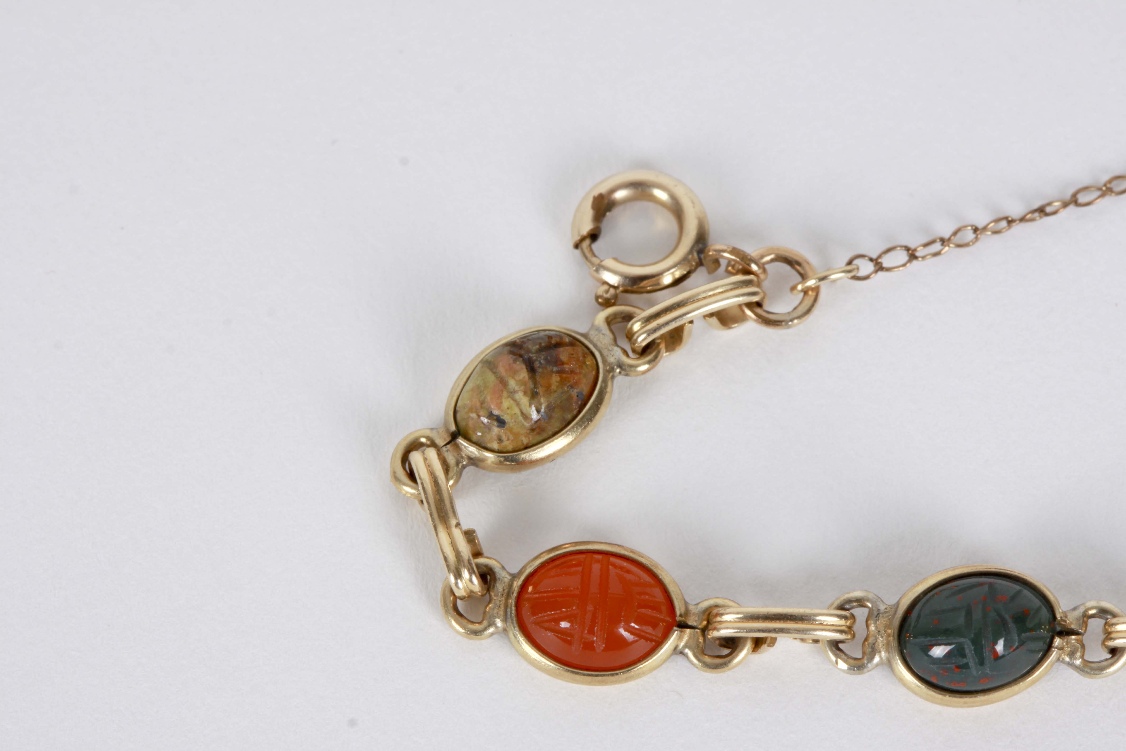 14K Gold Filled Bracelet with Scarabs and Earrings