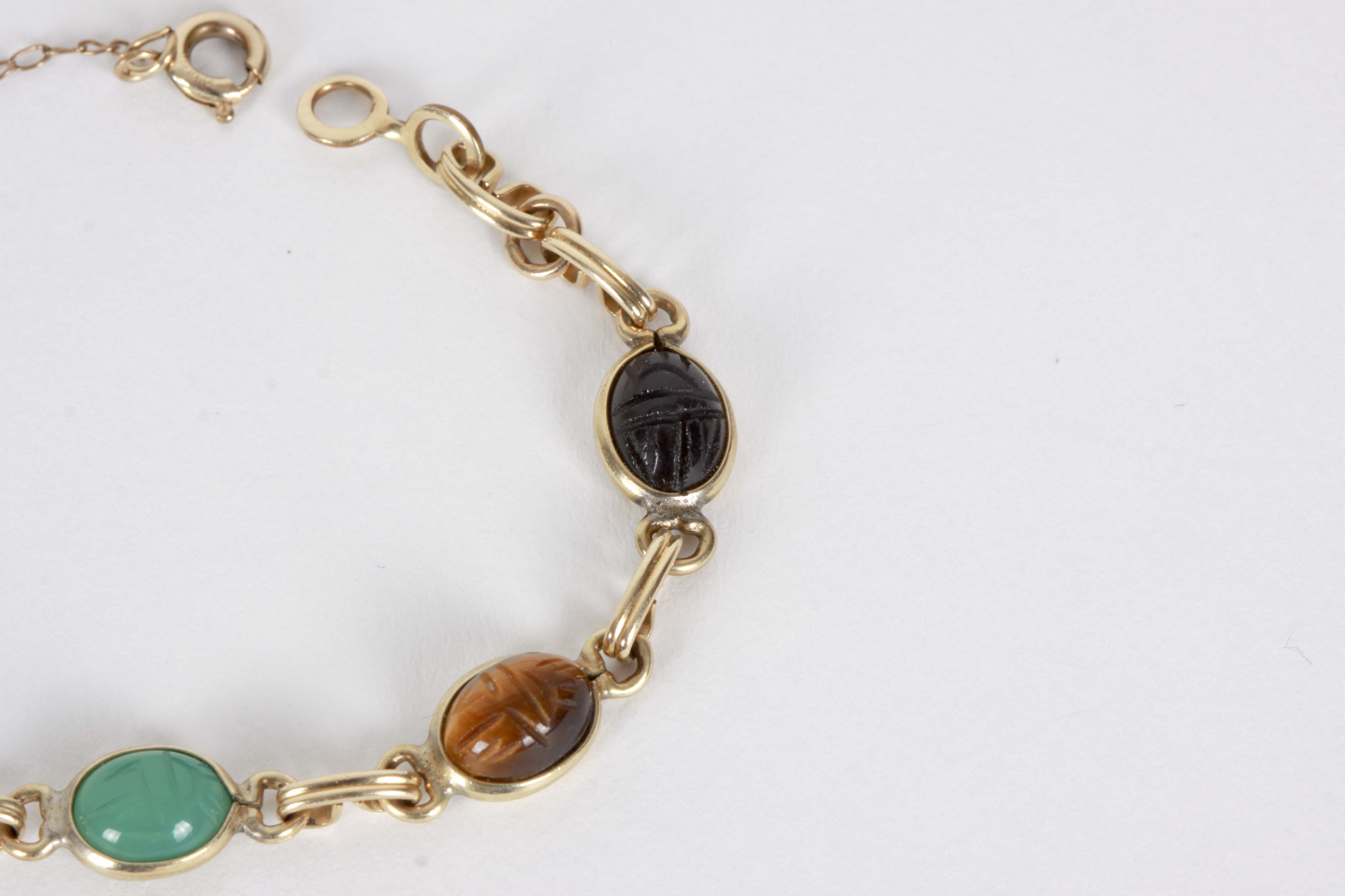 14K Gold Filled Bracelet with Scarabs and Earrings