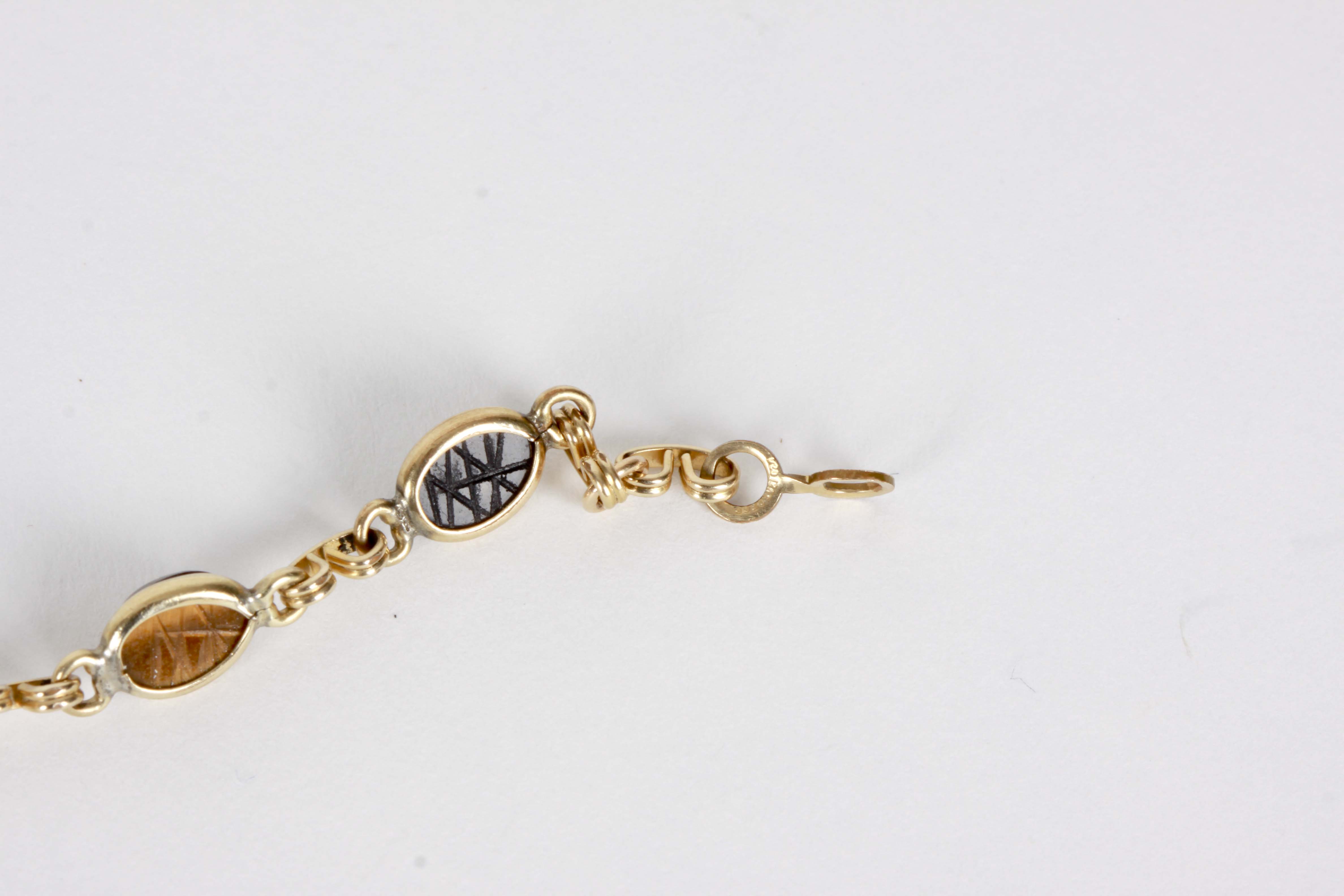 14K Gold Filled Bracelet with Scarabs and Earrings