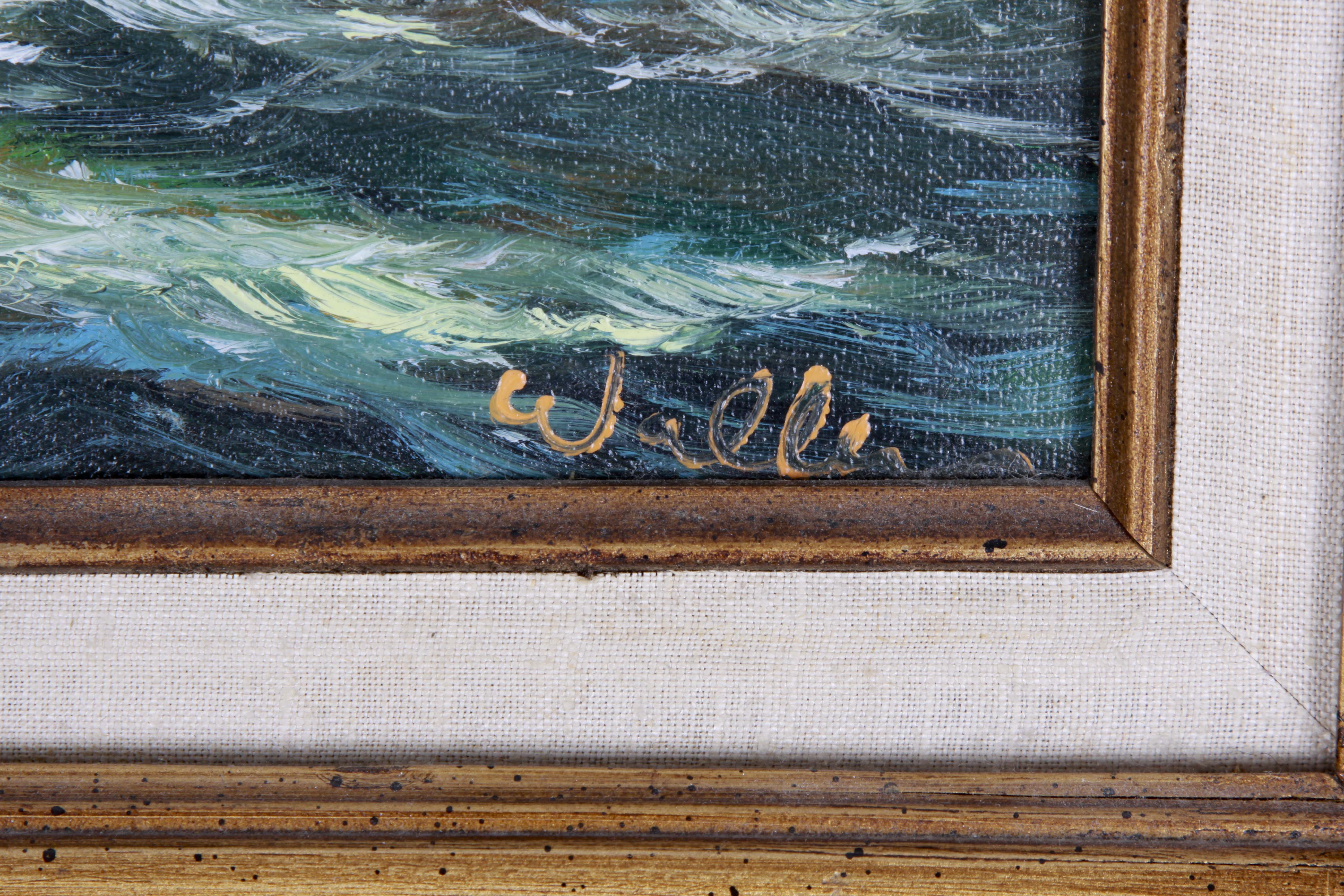 Oil Painting on Canvas of a Ship at Sea