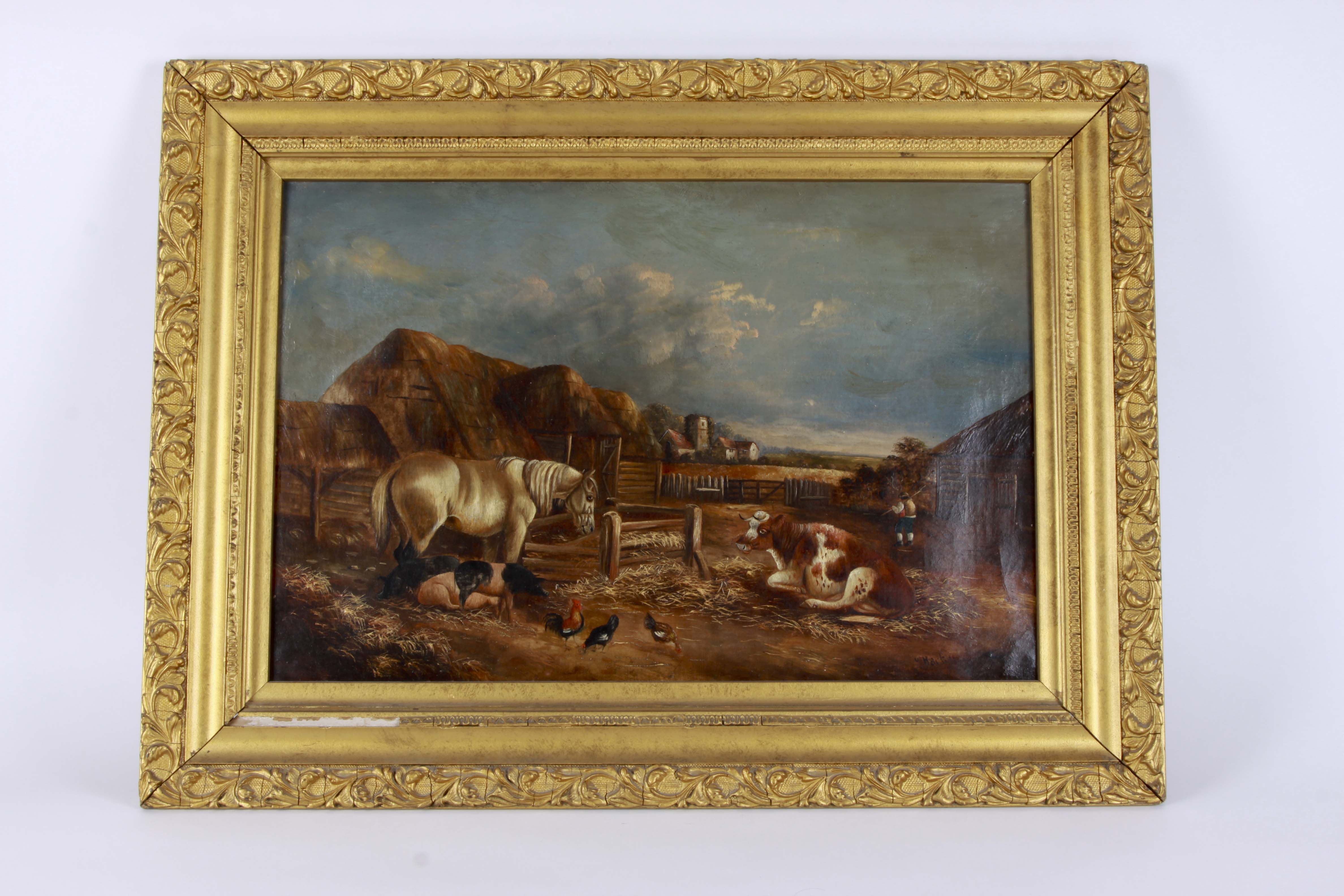 G. Barton Oil Painting of a Farm Scene