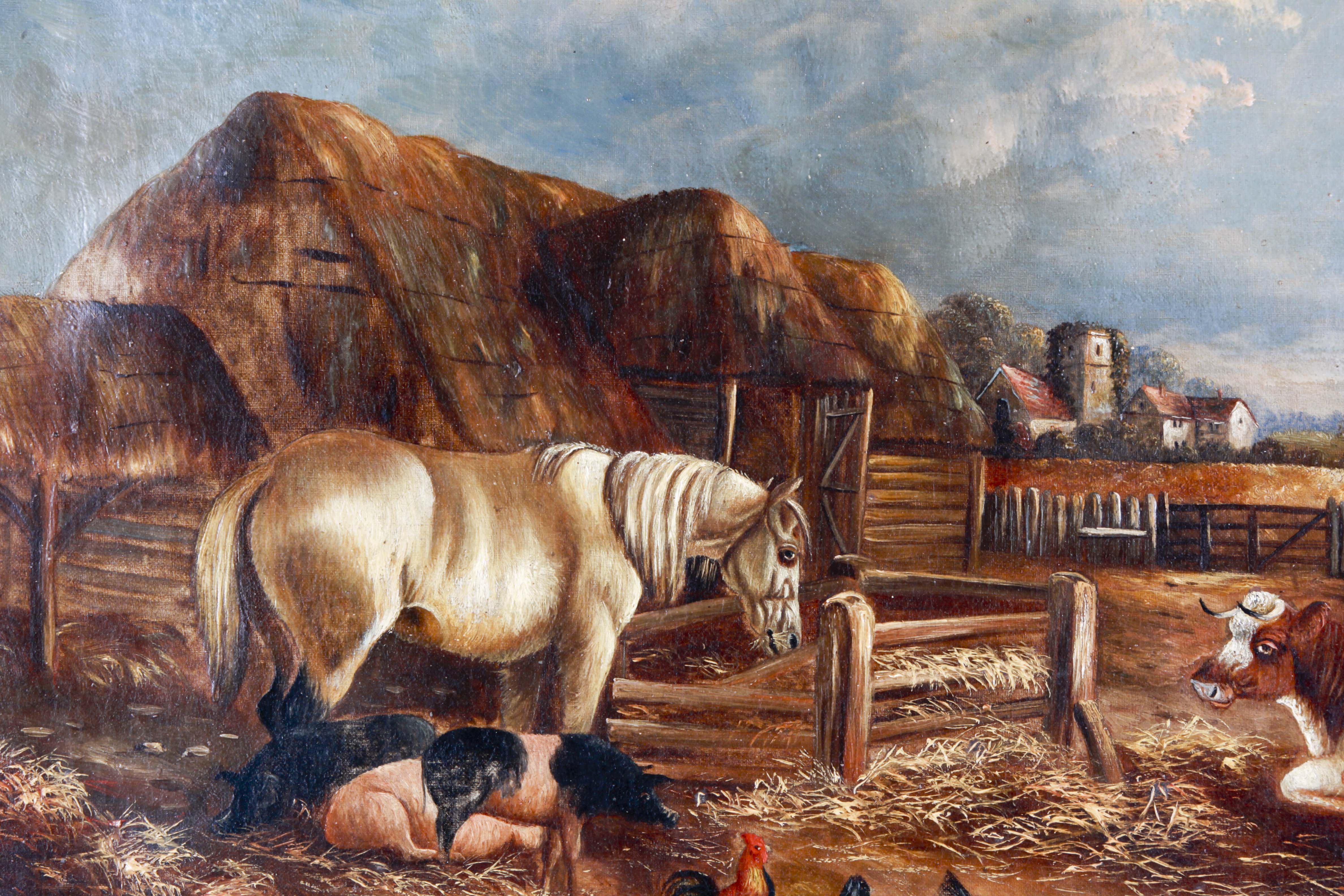 G. Barton Oil Painting of a Farm Scene