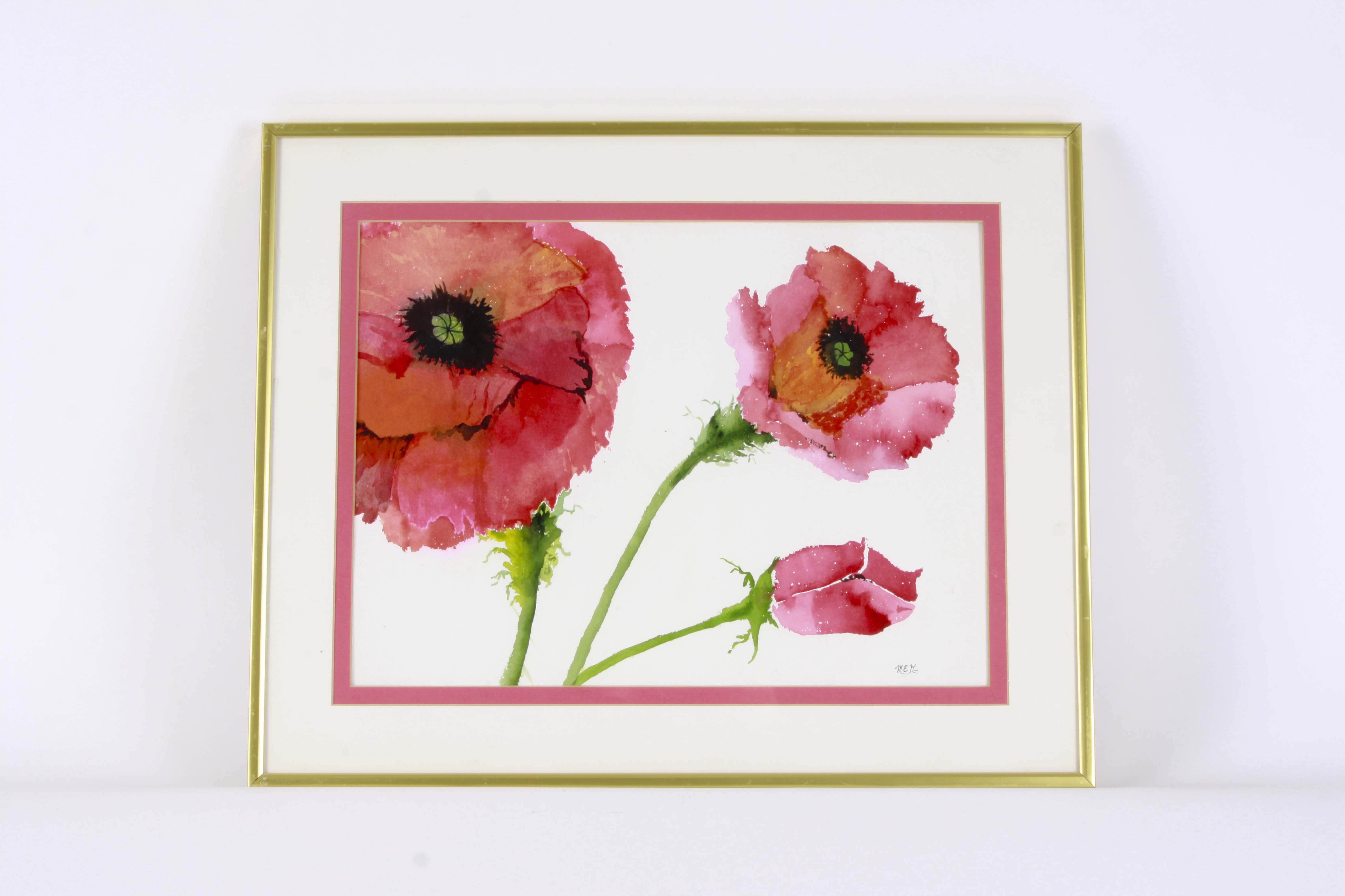 Original Watercolor of Poppies
