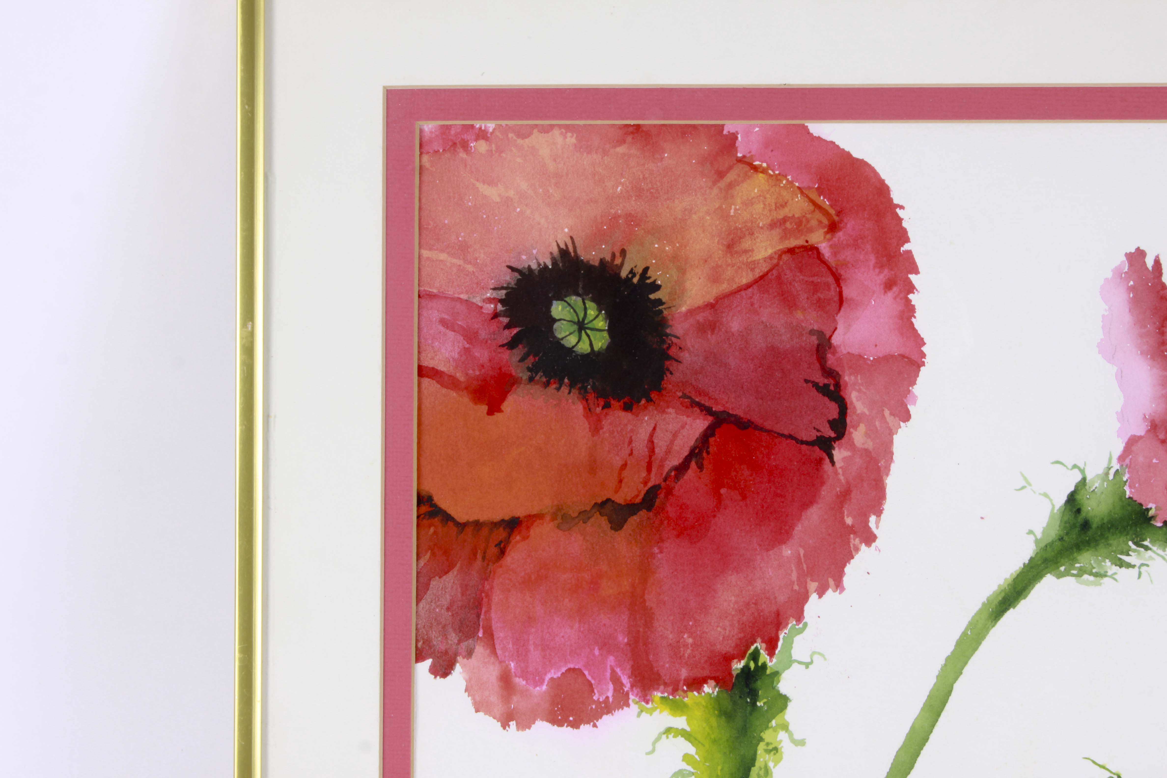 Original Watercolor of Poppies