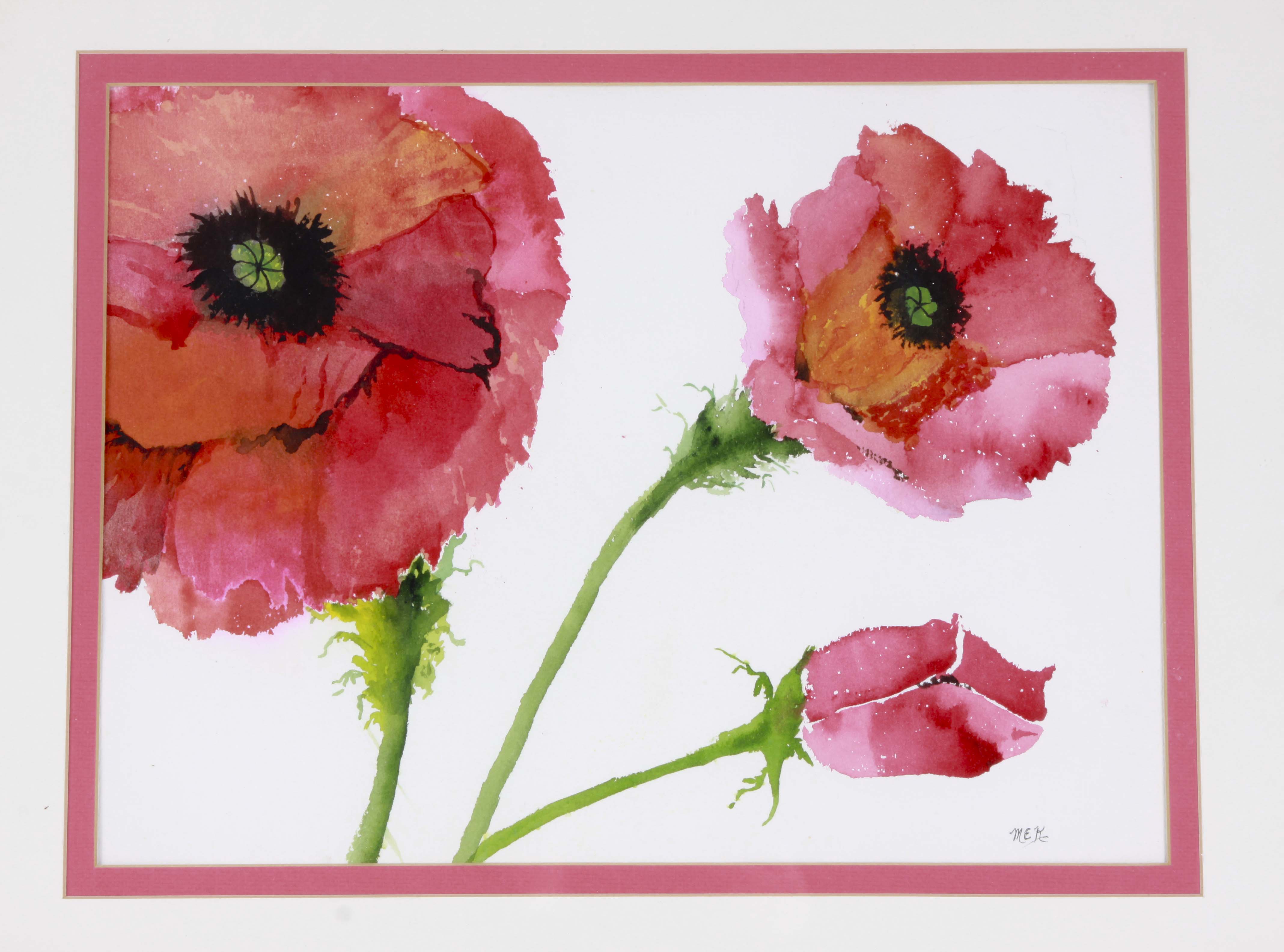 Original Watercolor of Poppies