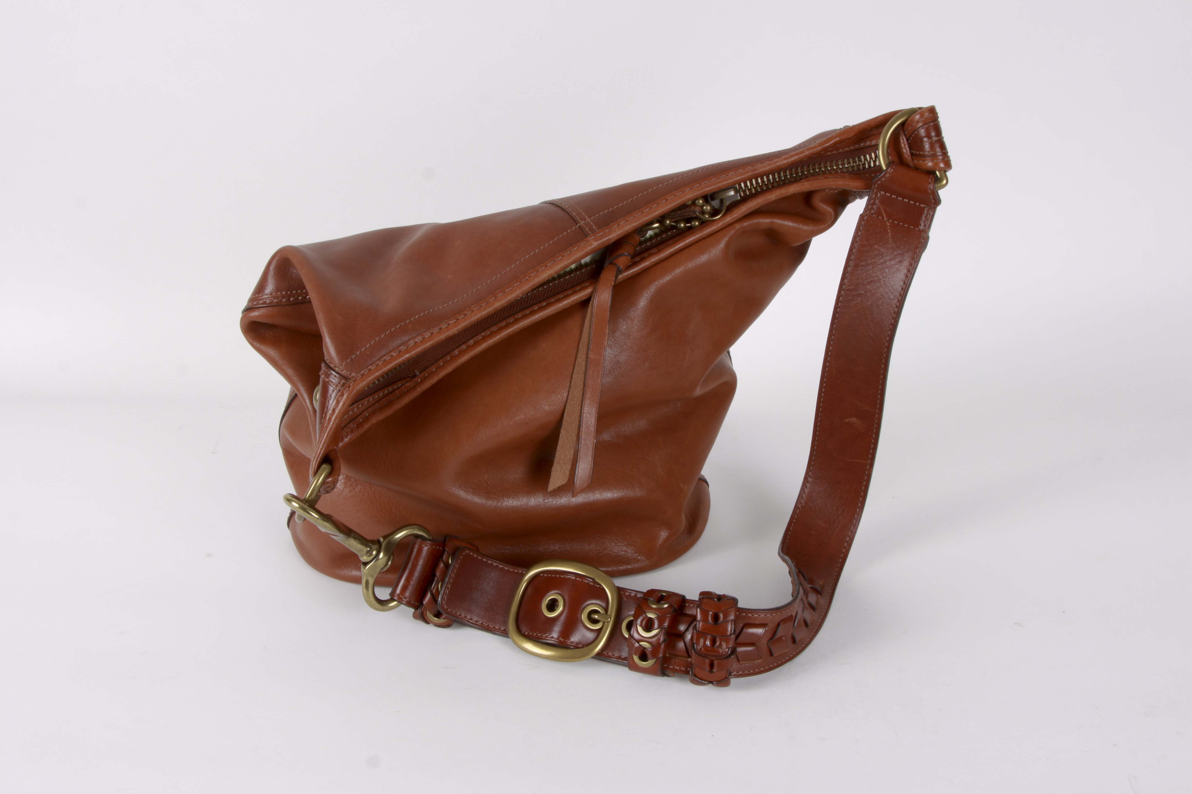 Coach Bleecker Whiskey Brown Burnished Leather Hobo Bag