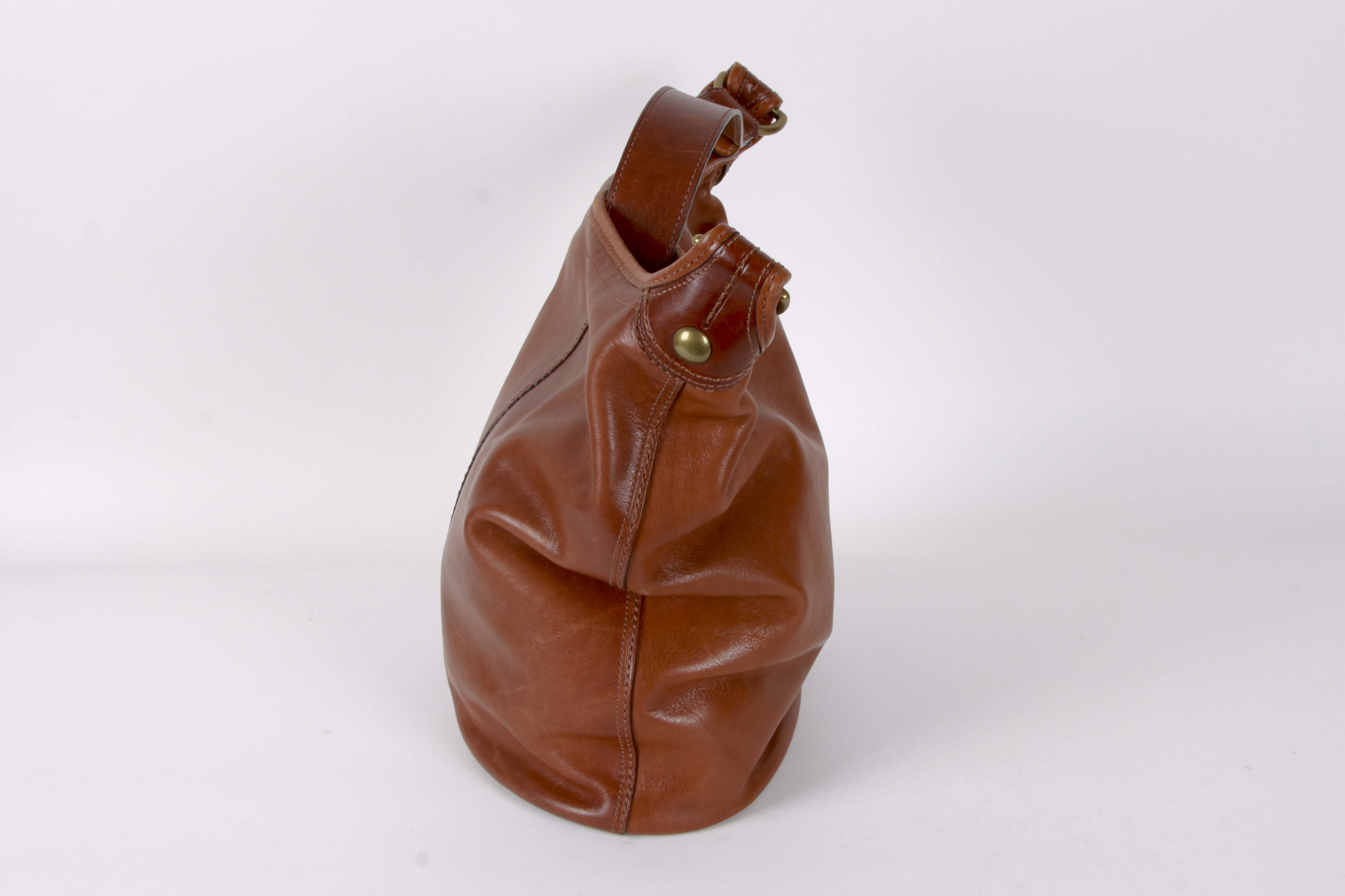 Coach Bleecker Whiskey Brown Burnished Leather Hobo Bag