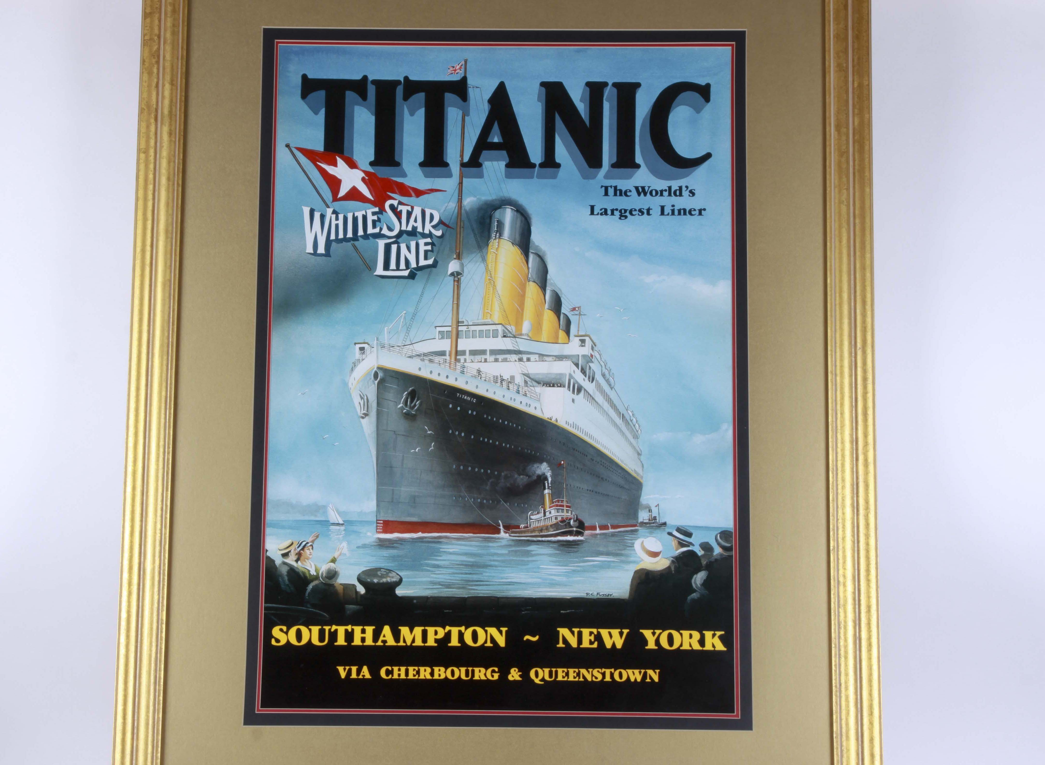 Offset Lithograph of the Titanic by PC Fussey