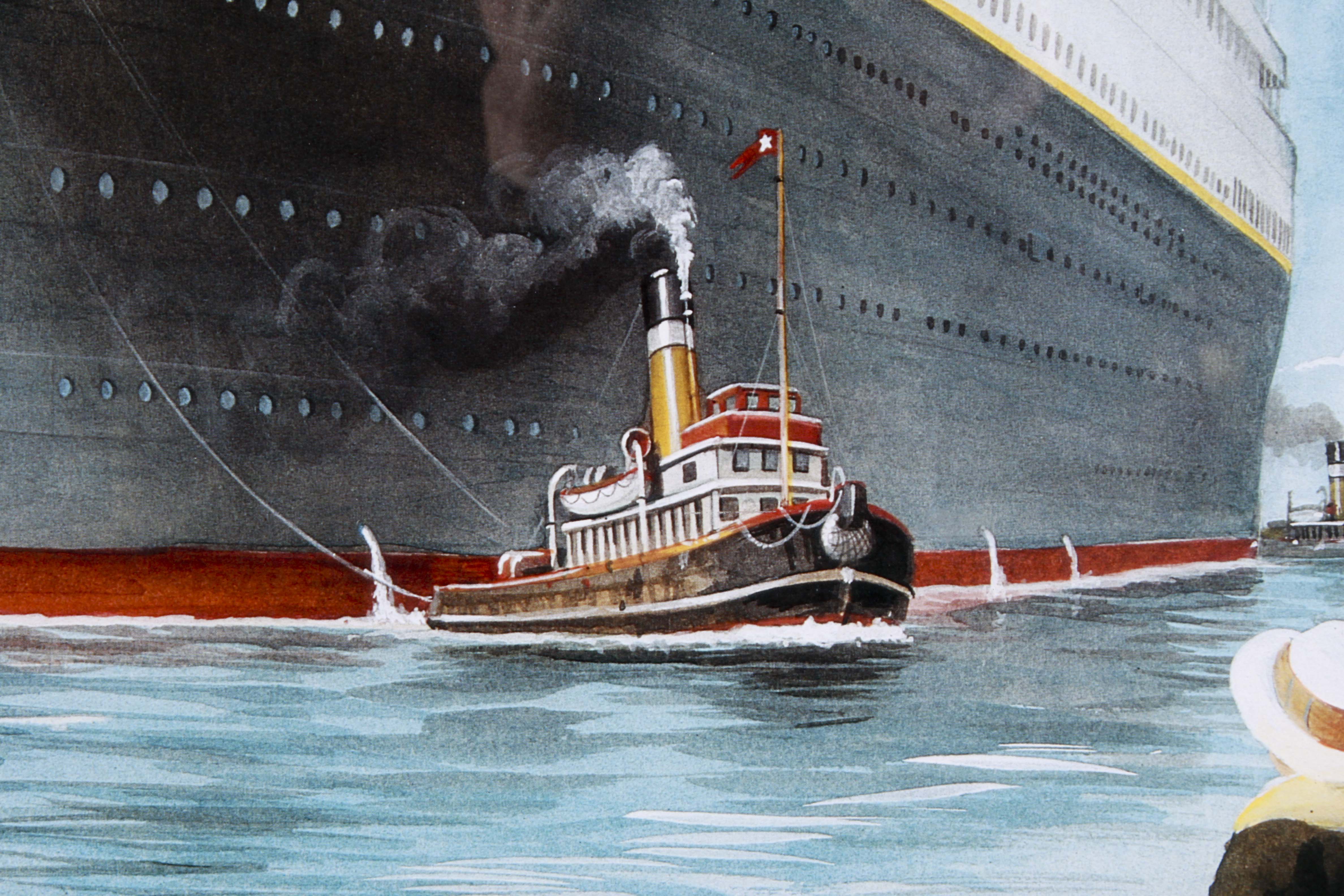 Offset Lithograph of the Titanic by PC Fussey