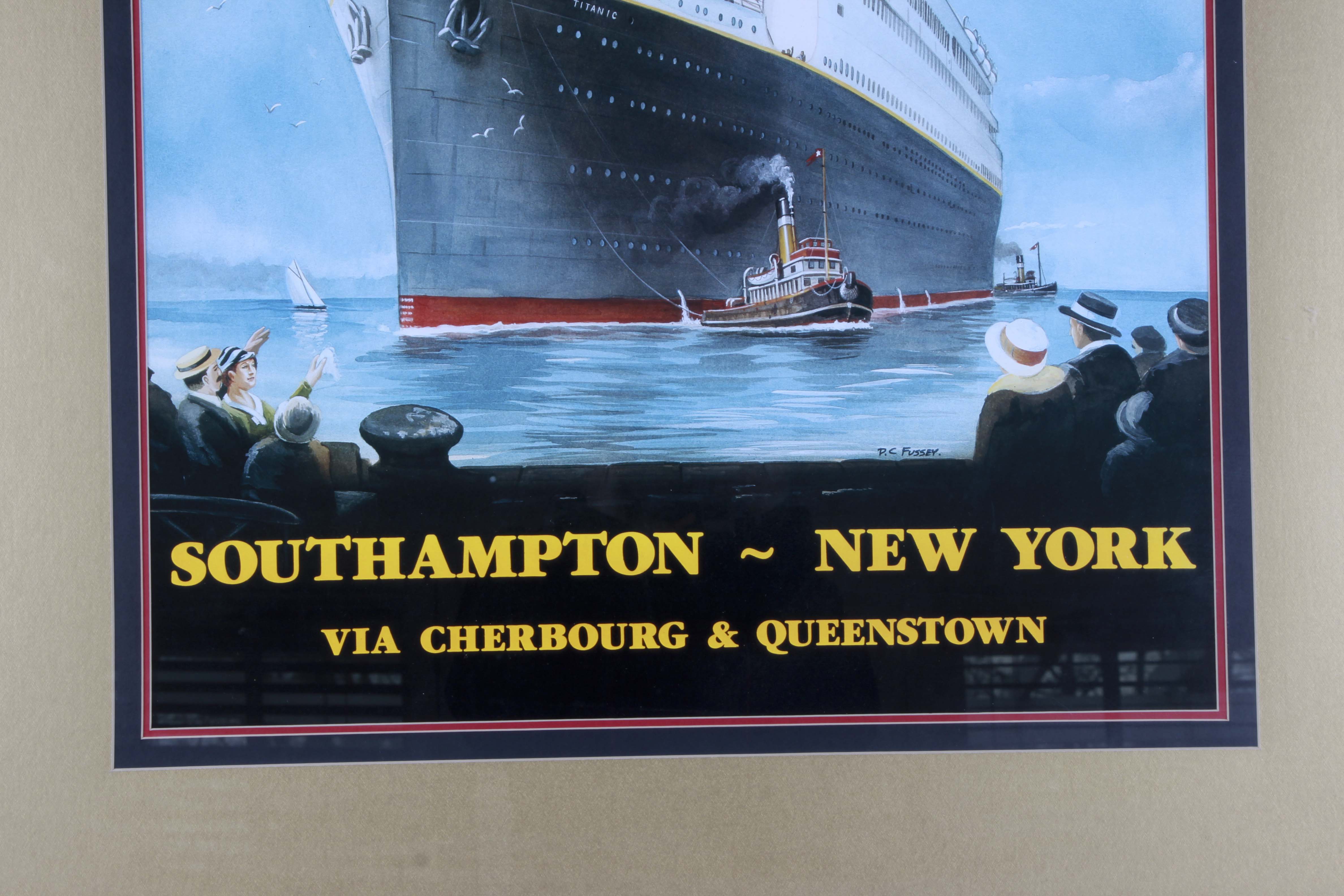 Offset Lithograph of the Titanic by PC Fussey