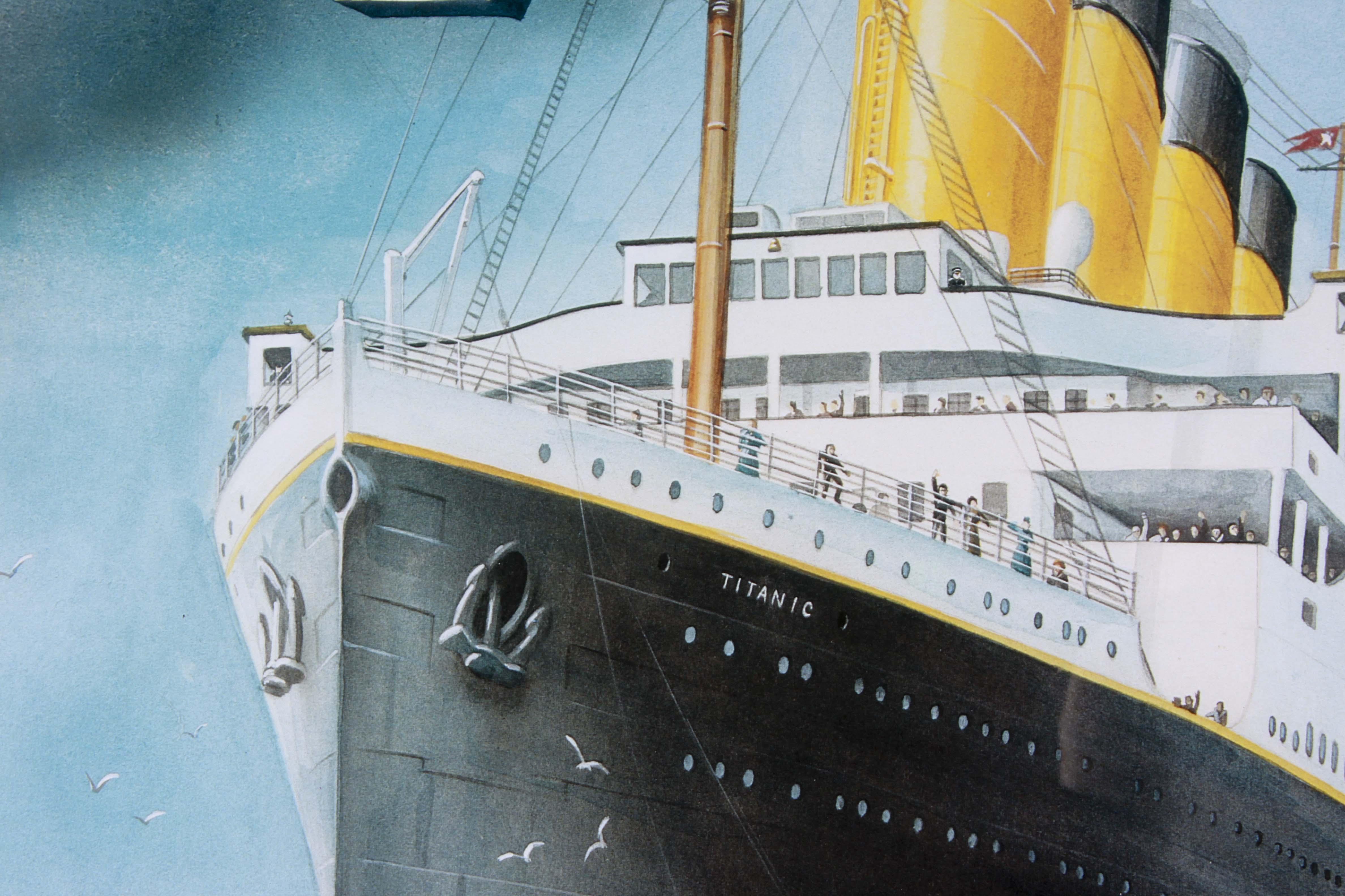 Offset Lithograph of the Titanic by PC Fussey