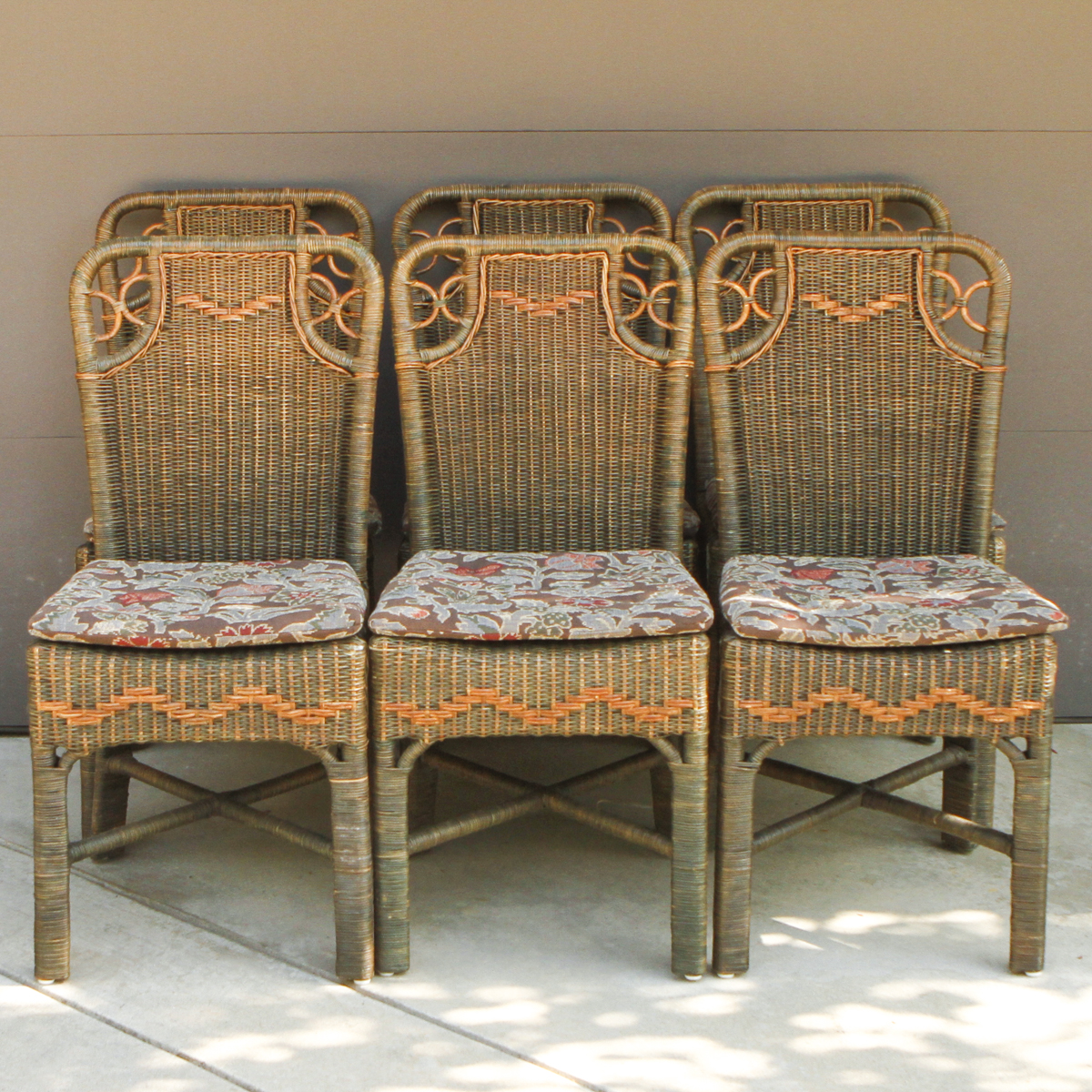 Palecek Wicker Side Chairs With Cushions