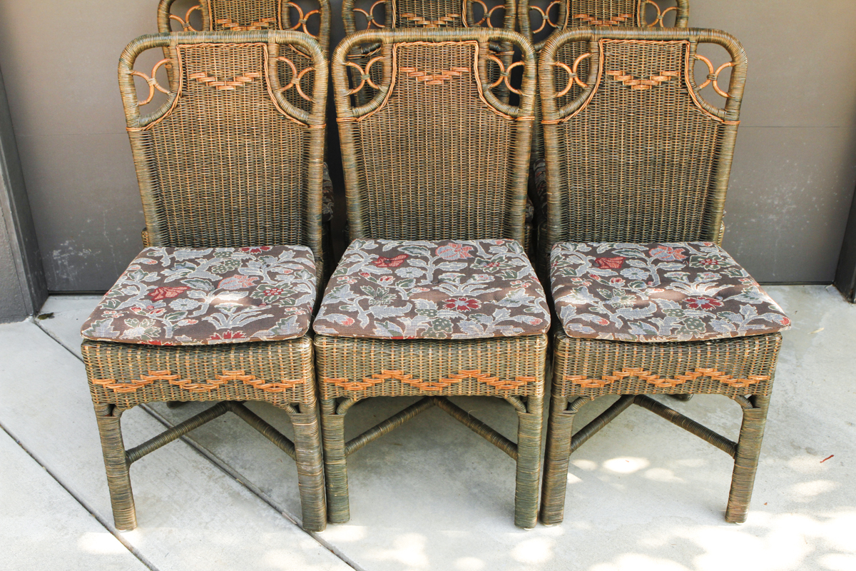Palecek Wicker Side Chairs With Cushions