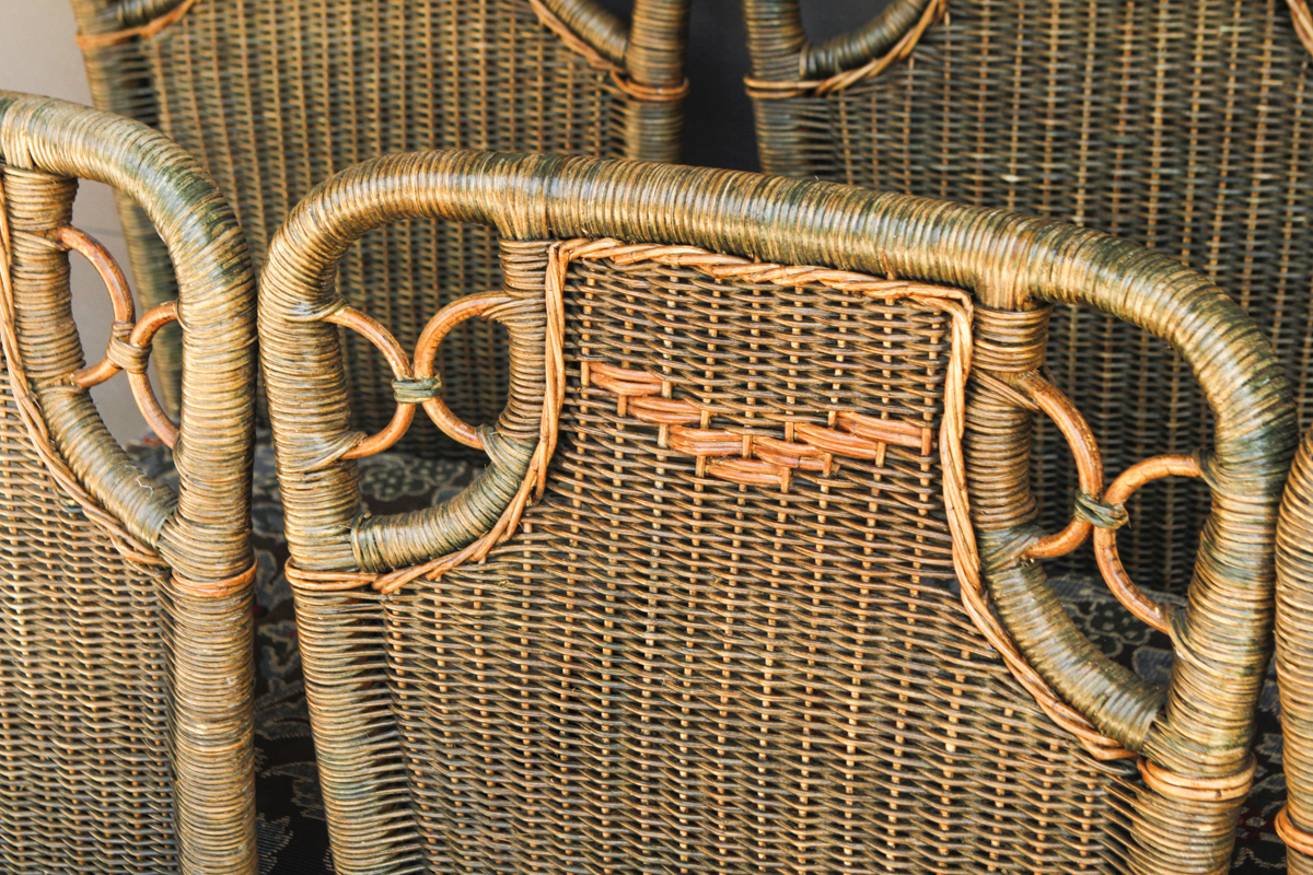 Palecek Wicker Side Chairs With Cushions