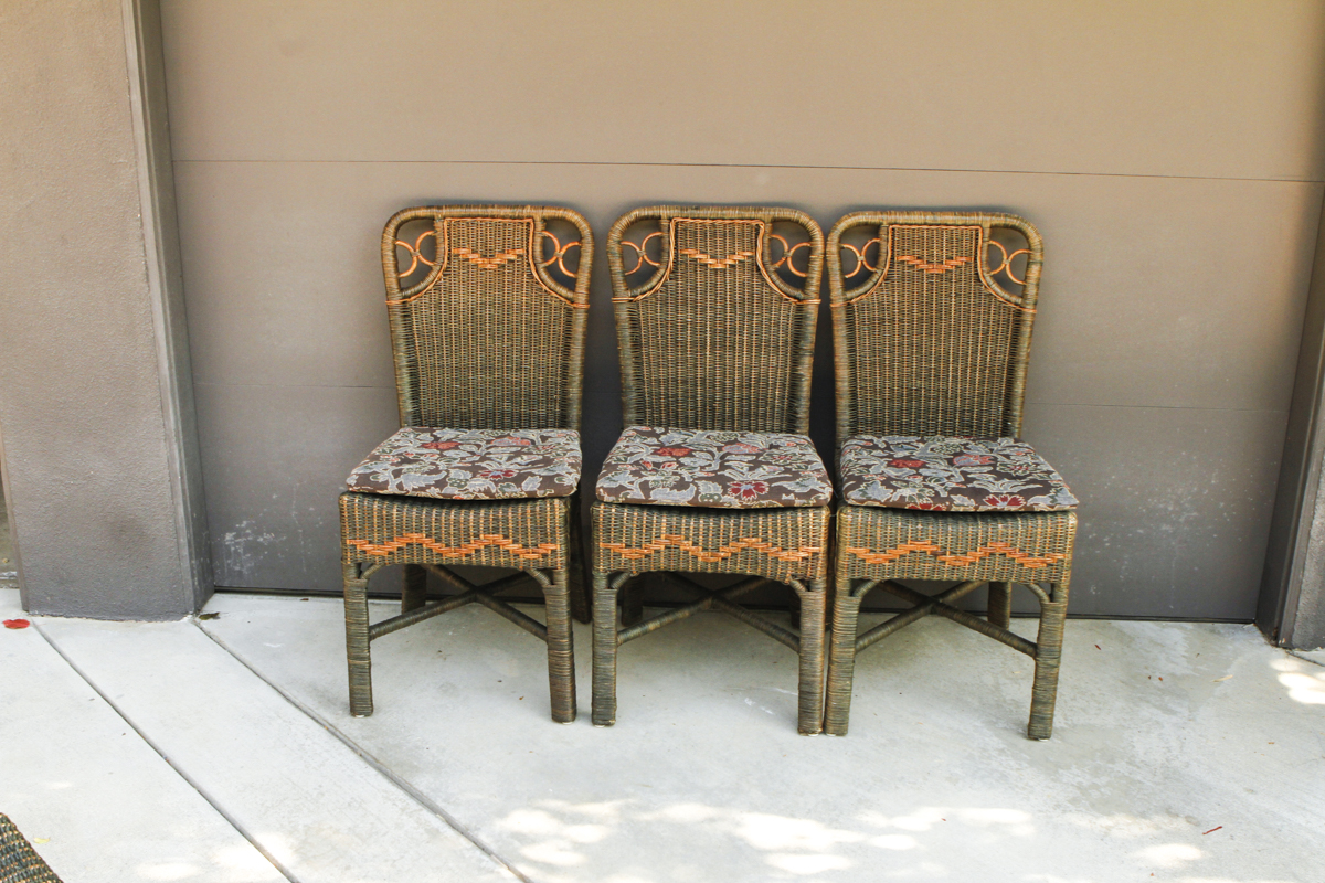 Palecek Wicker Side Chairs With Cushions
