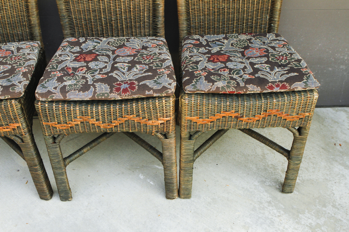 Palecek Wicker Side Chairs With Cushions