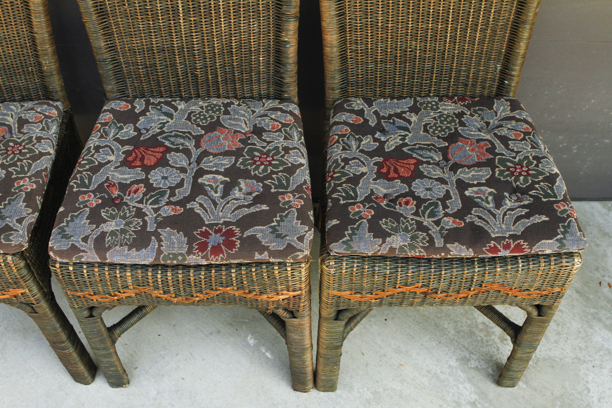 Palecek Wicker Side Chairs With Cushions