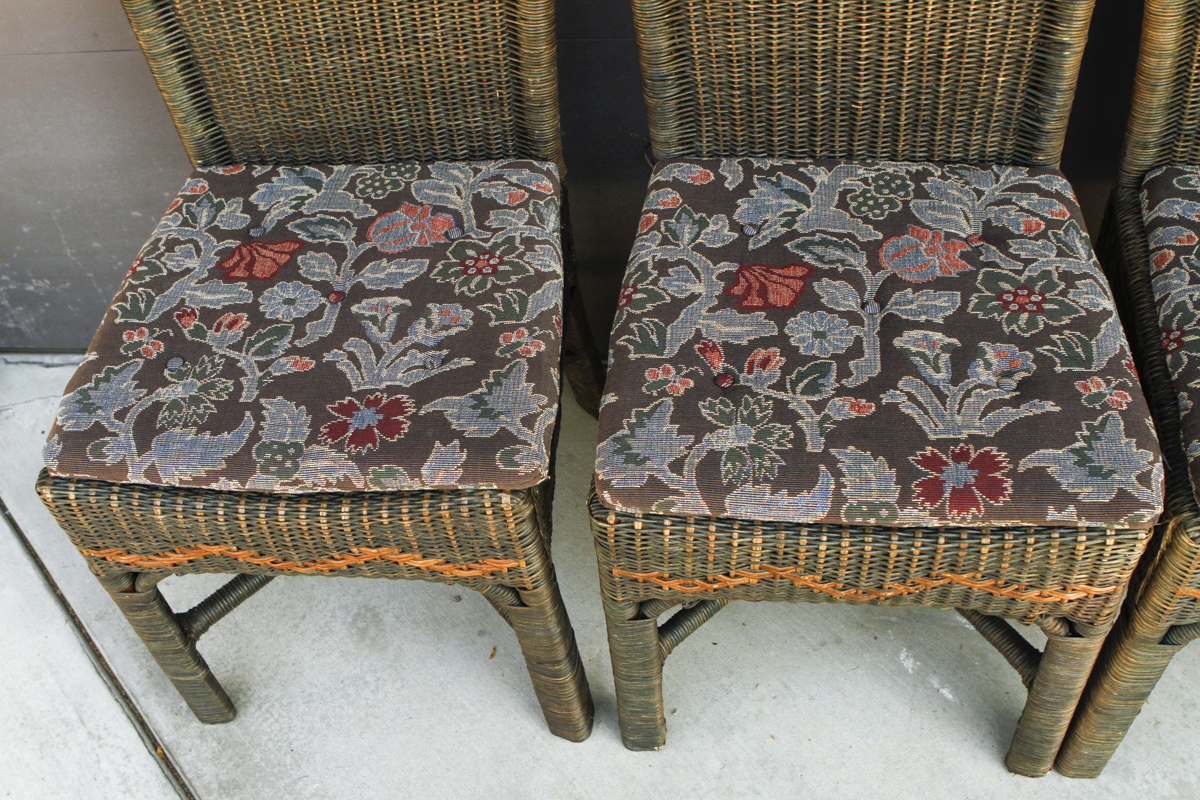 Palecek Wicker Side Chairs With Cushions