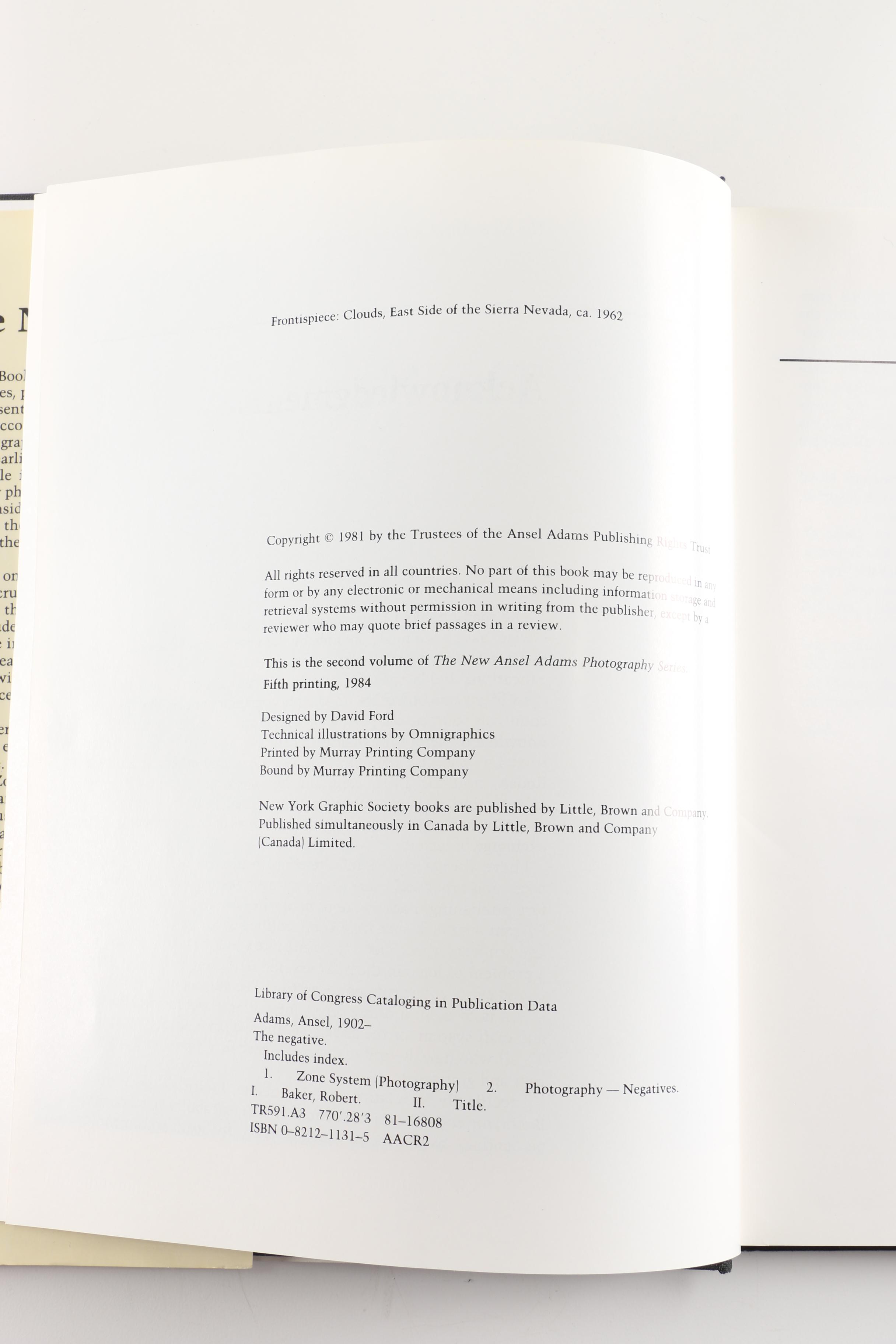 Ansel Adams Photography Books Including "The Negative"