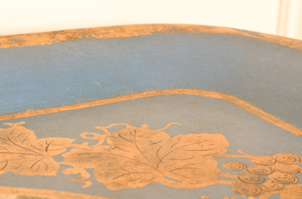 Hand-Painted Tole Tray on Stand