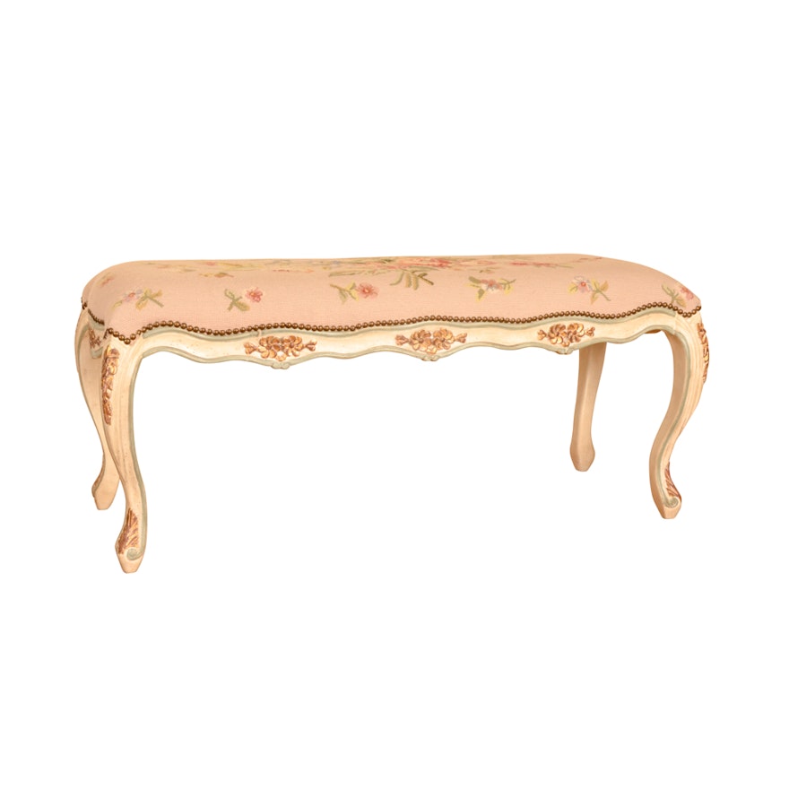 Louis XV-Style Needlepoint Bench