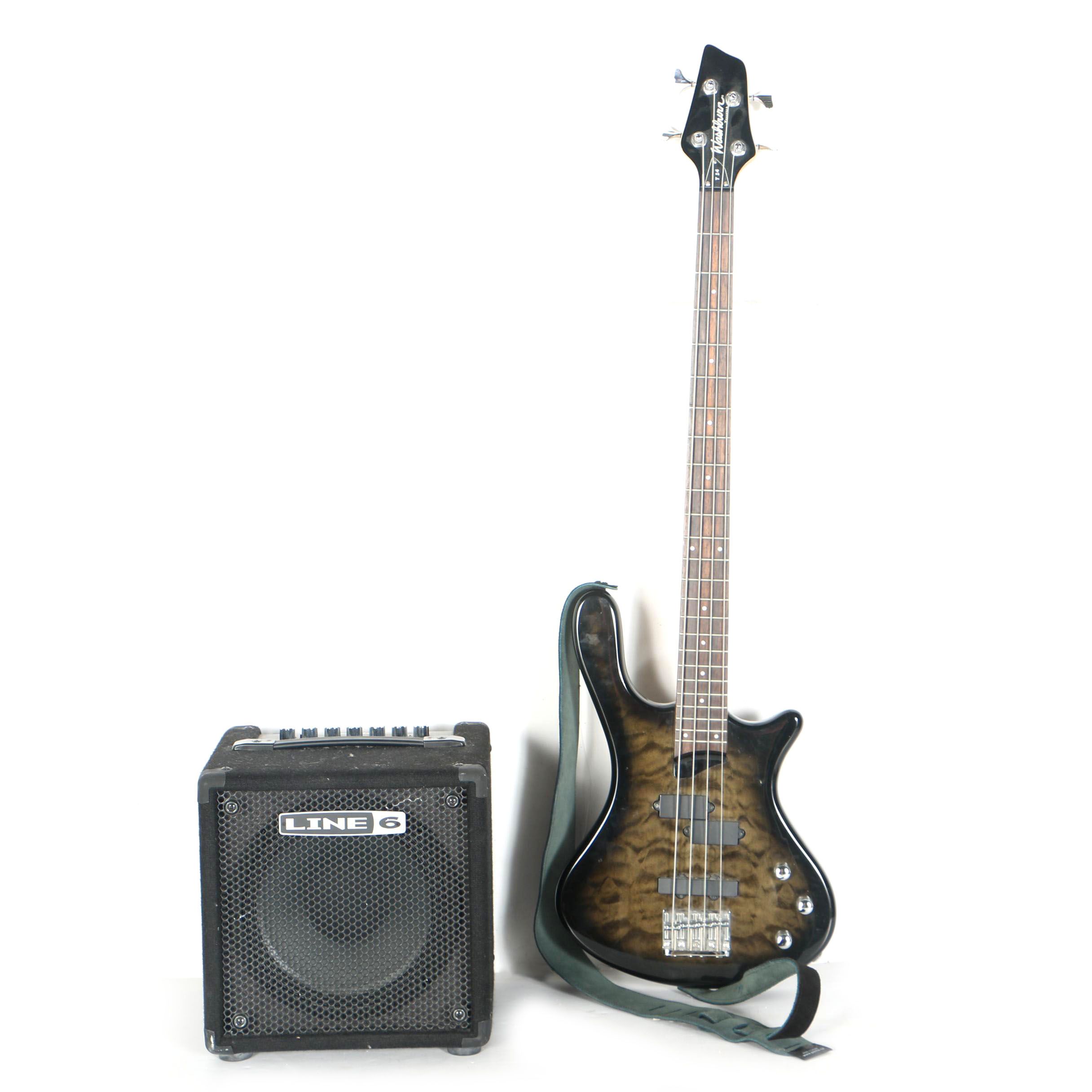Washburn T14 Taurus Bass Guitar and Line 6 Amplifier