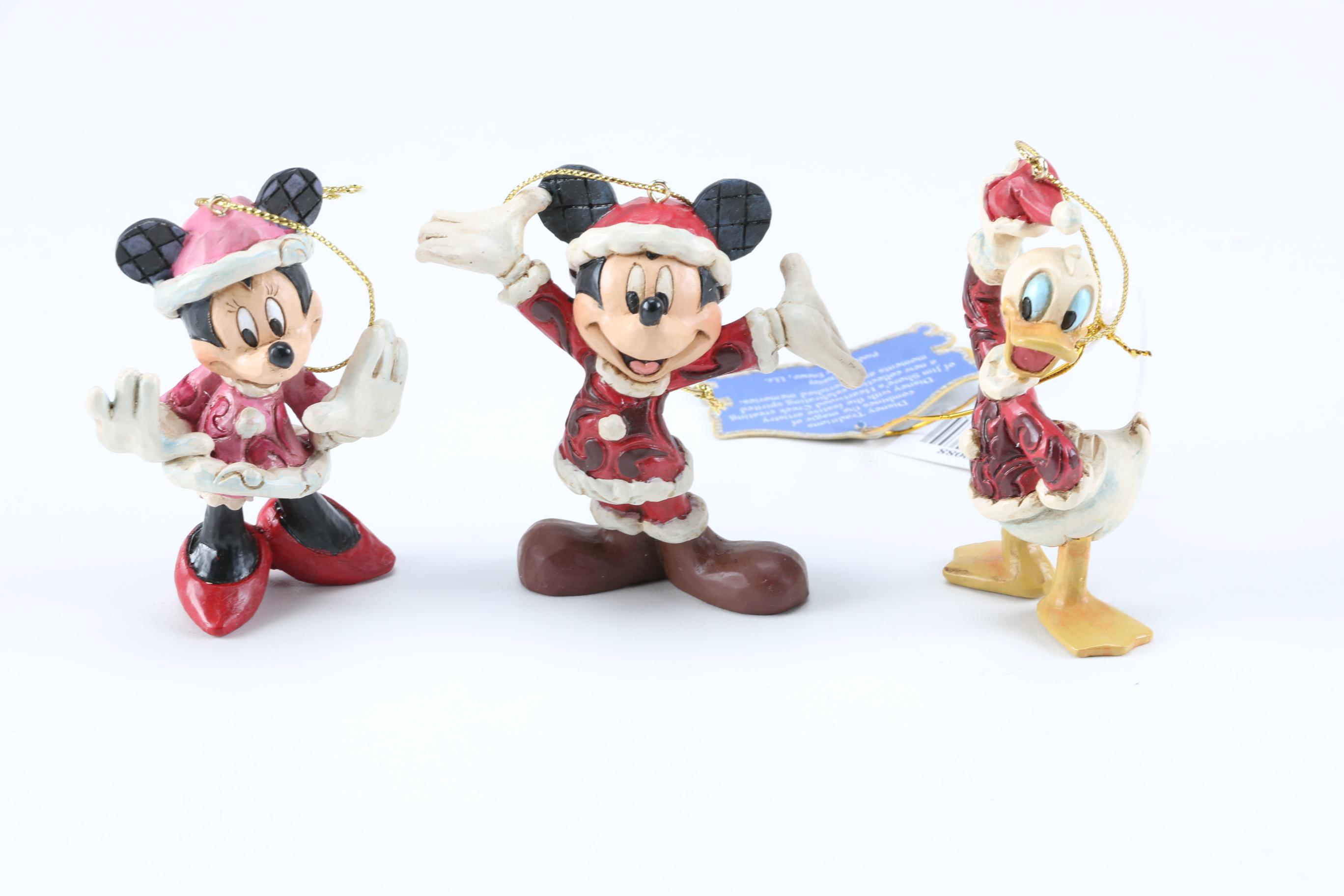 Collection of Disney Christmas Figures Including Ornaments