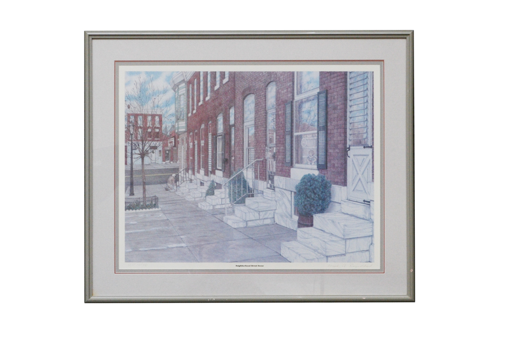 Mark Reynolds Limited Edition Offset Lithograph "Neighborhood Street Scene"