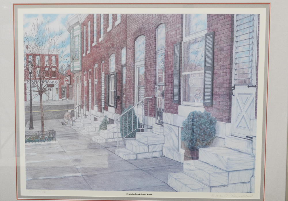 Mark Reynolds Limited Edition Offset Lithograph "Neighborhood Street Scene"
