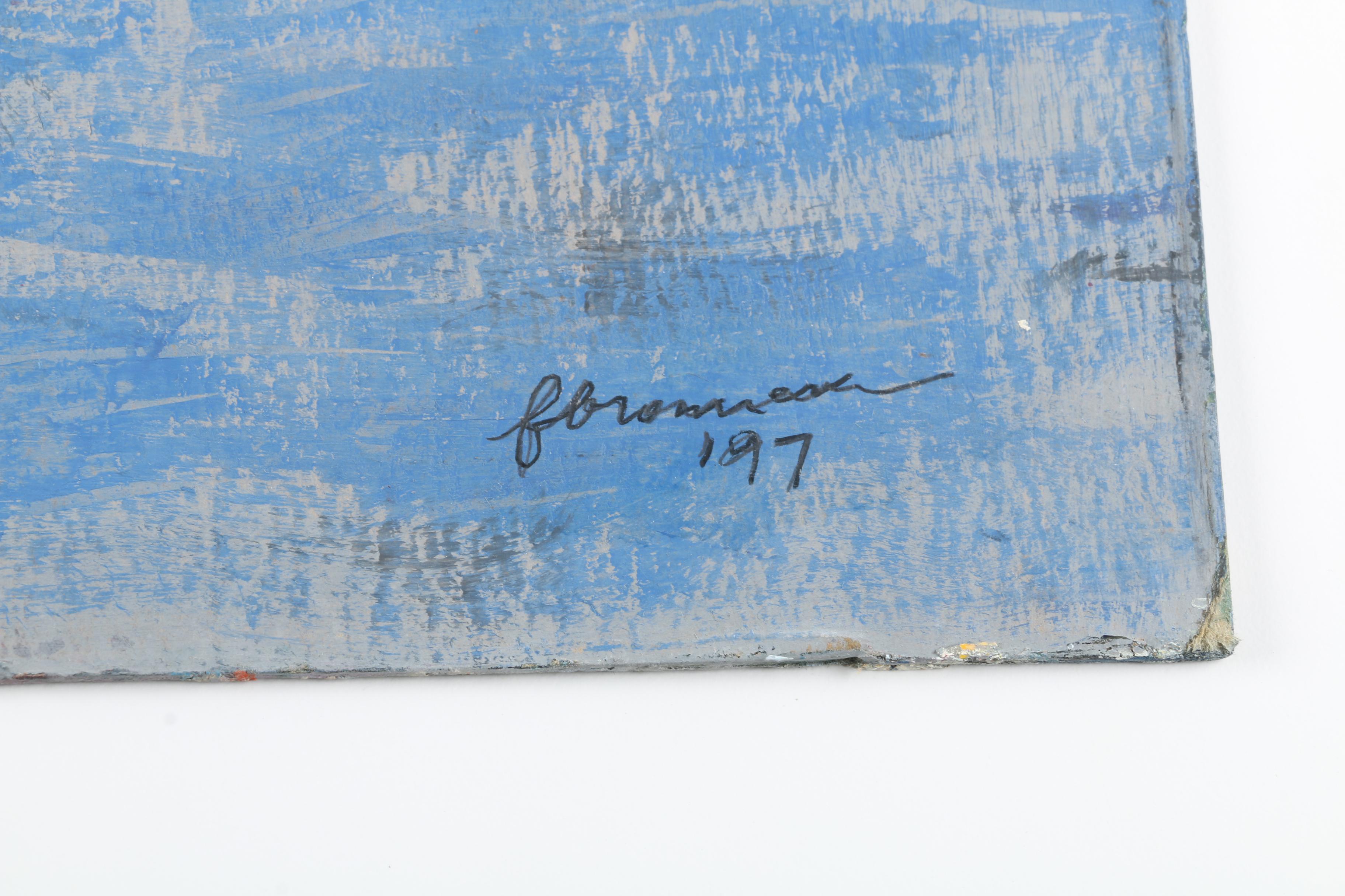 F. Bronner Acrylic on Paper and Oil on Board With Additional Painting