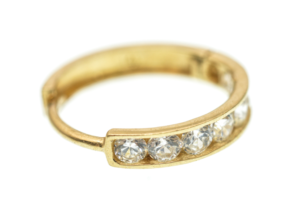 14K Yellow Gold Cubic Zirconia Hoop Earrings