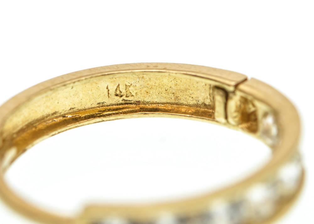 14K Yellow Gold Cubic Zirconia Hoop Earrings