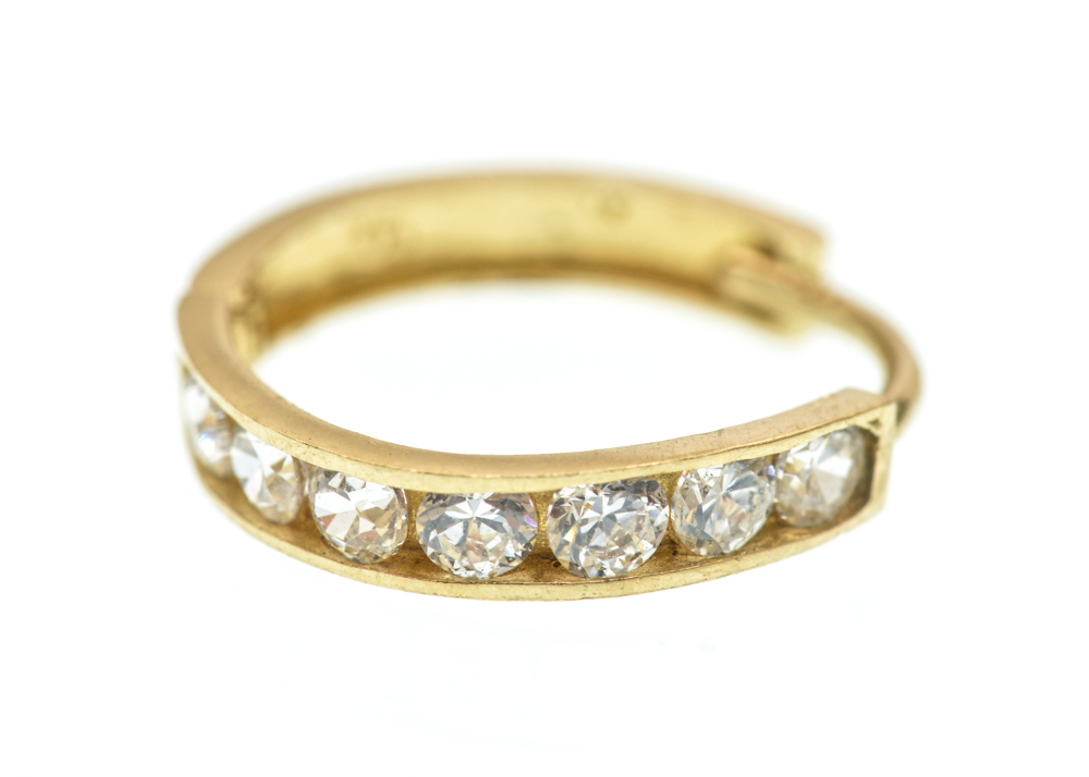 14K Yellow Gold Cubic Zirconia Hoop Earrings